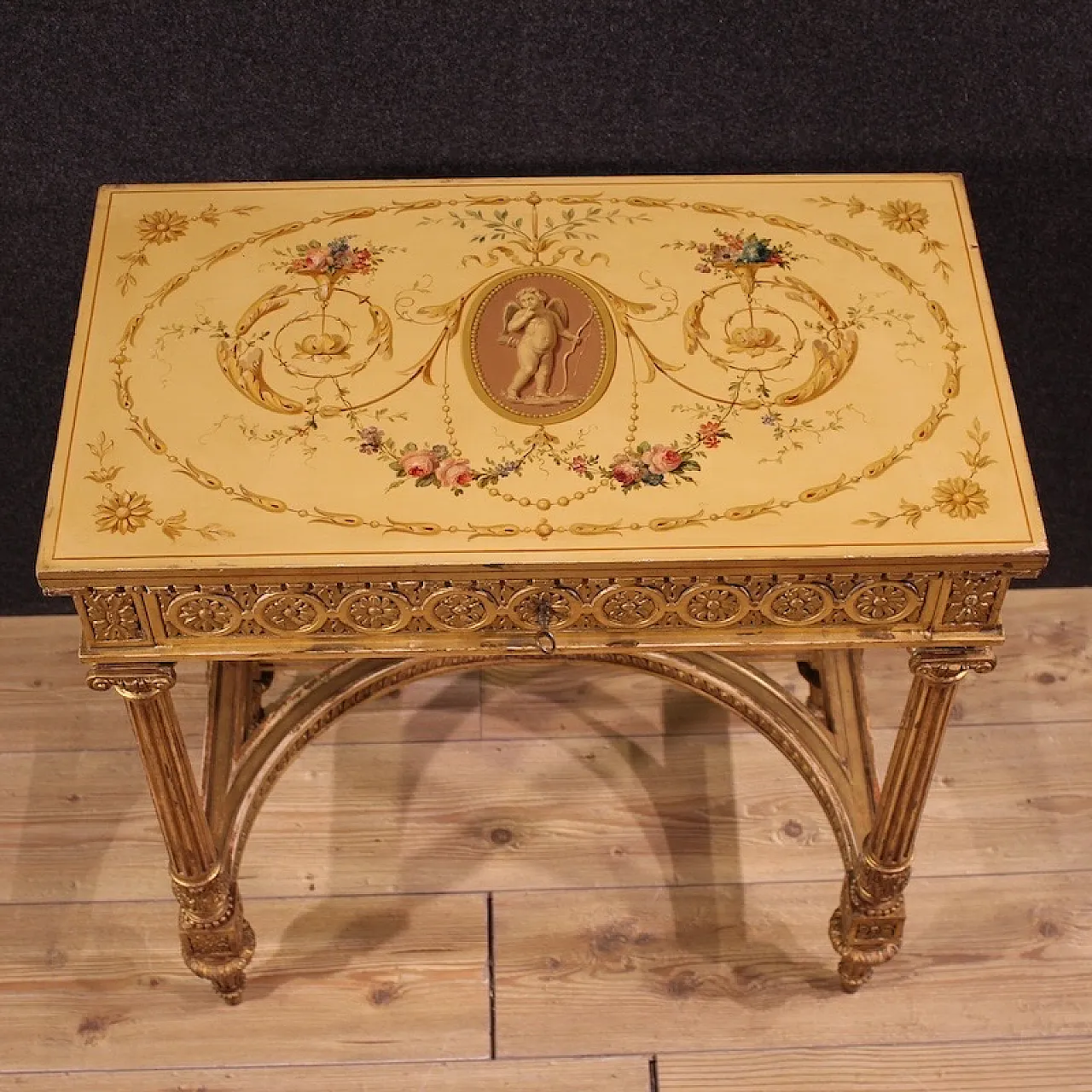 Lacquered and gilded coffee table by Sormani in Louis XVI style, 1920s 3