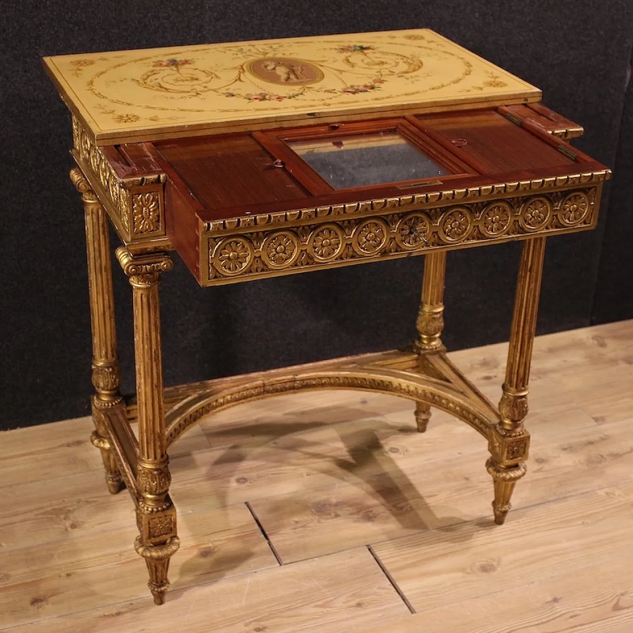 Lacquered and gilded coffee table by Sormani in Louis XVI style, 1920s 7