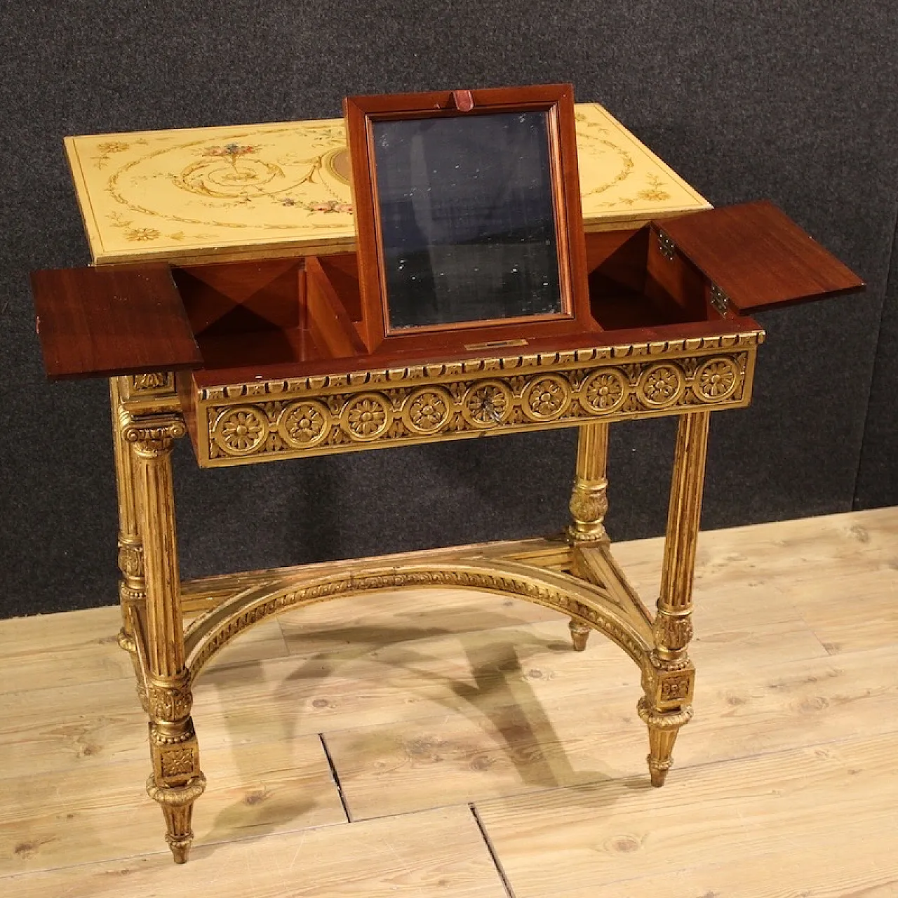 Lacquered and gilded coffee table by Sormani in Louis XVI style, 1920s 8