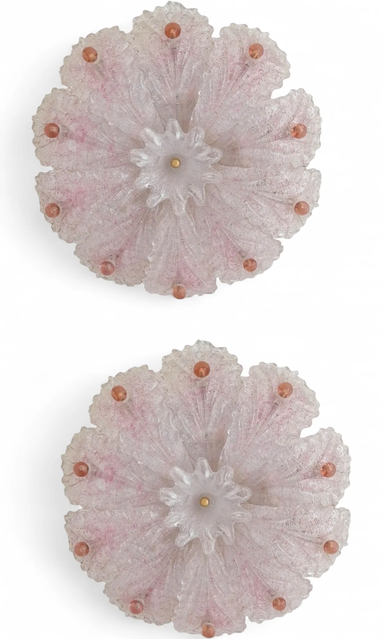 Pair of pink Murano glass ceiling lights by Sylcom, 1990s 6