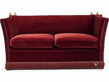 Danish 2-seater drop arm Spanish sofa, furniture velour, 1970s
