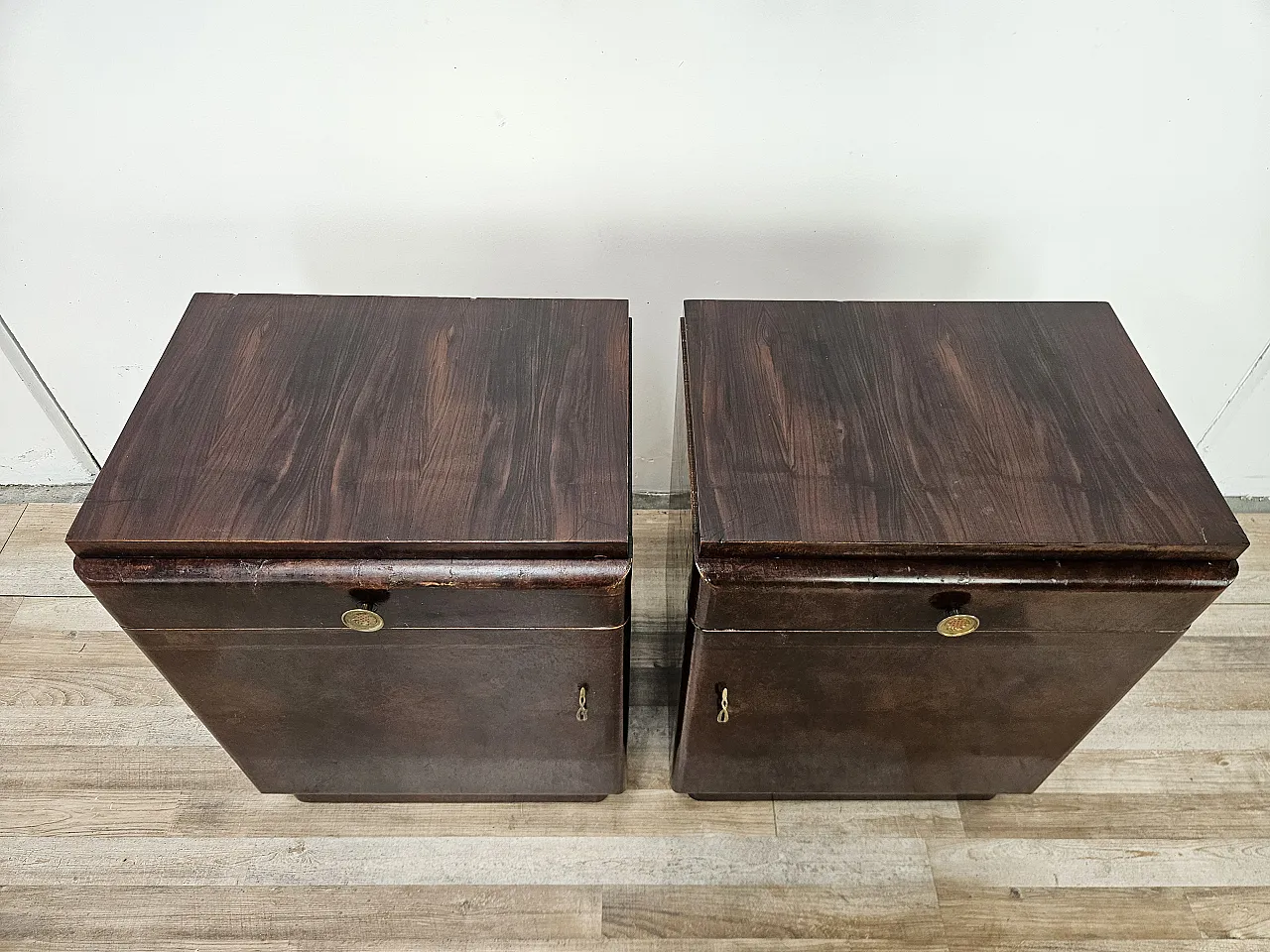 Art Deco bedside tables in oak root 5