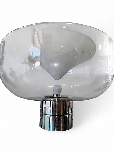 Leucos glass and chromed metal table lamp, 1970s