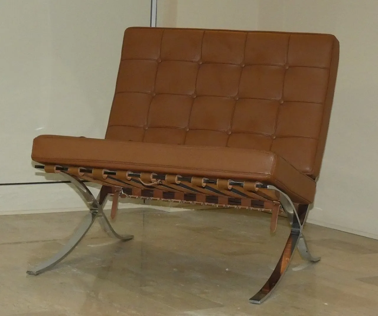 Chair in steel and leather in the style of Knoll, 1980s 1