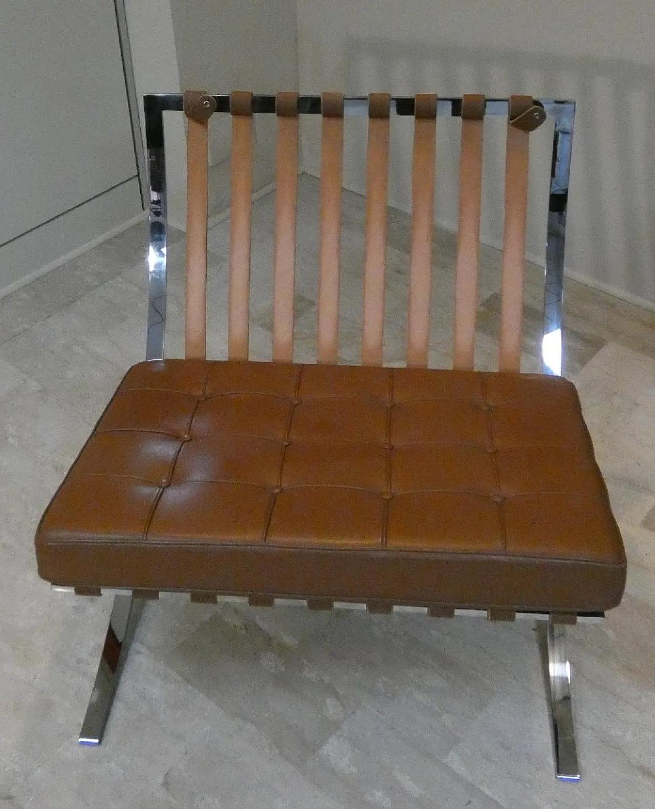 Chair in steel and leather in the style of Knoll, 1980s 8