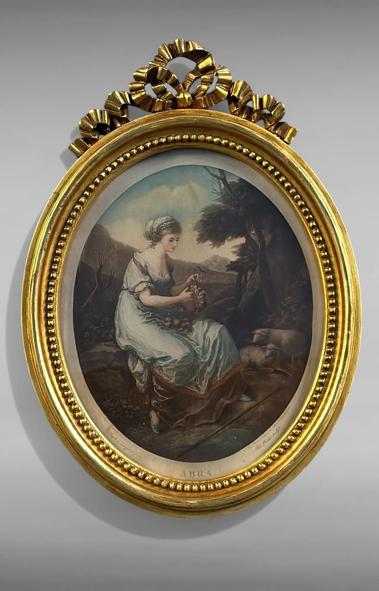 Pair of oval engravings in gilt french frames, 18th century 4