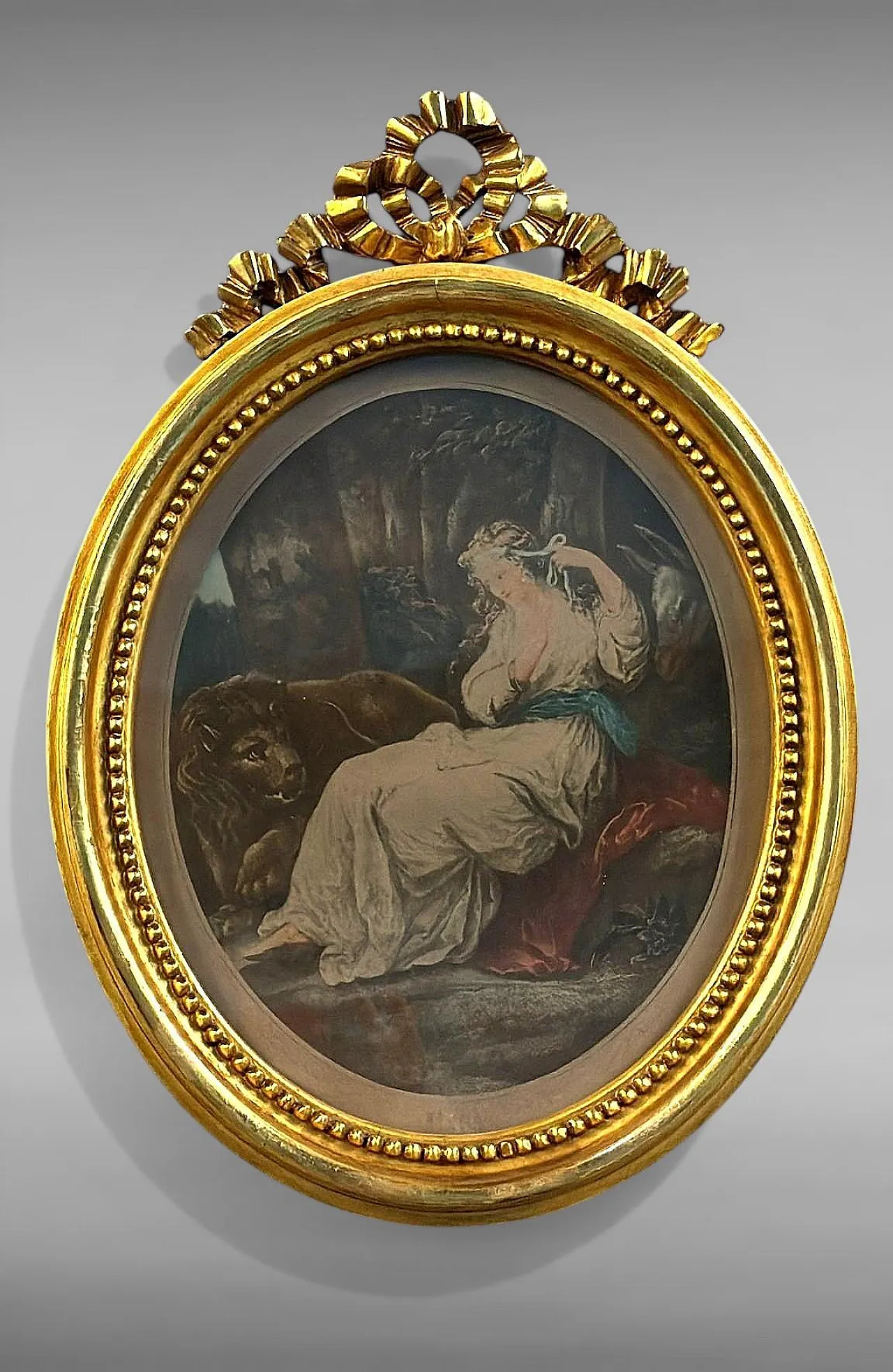 Pair of oval engravings in gilt french frames, 18th century 5