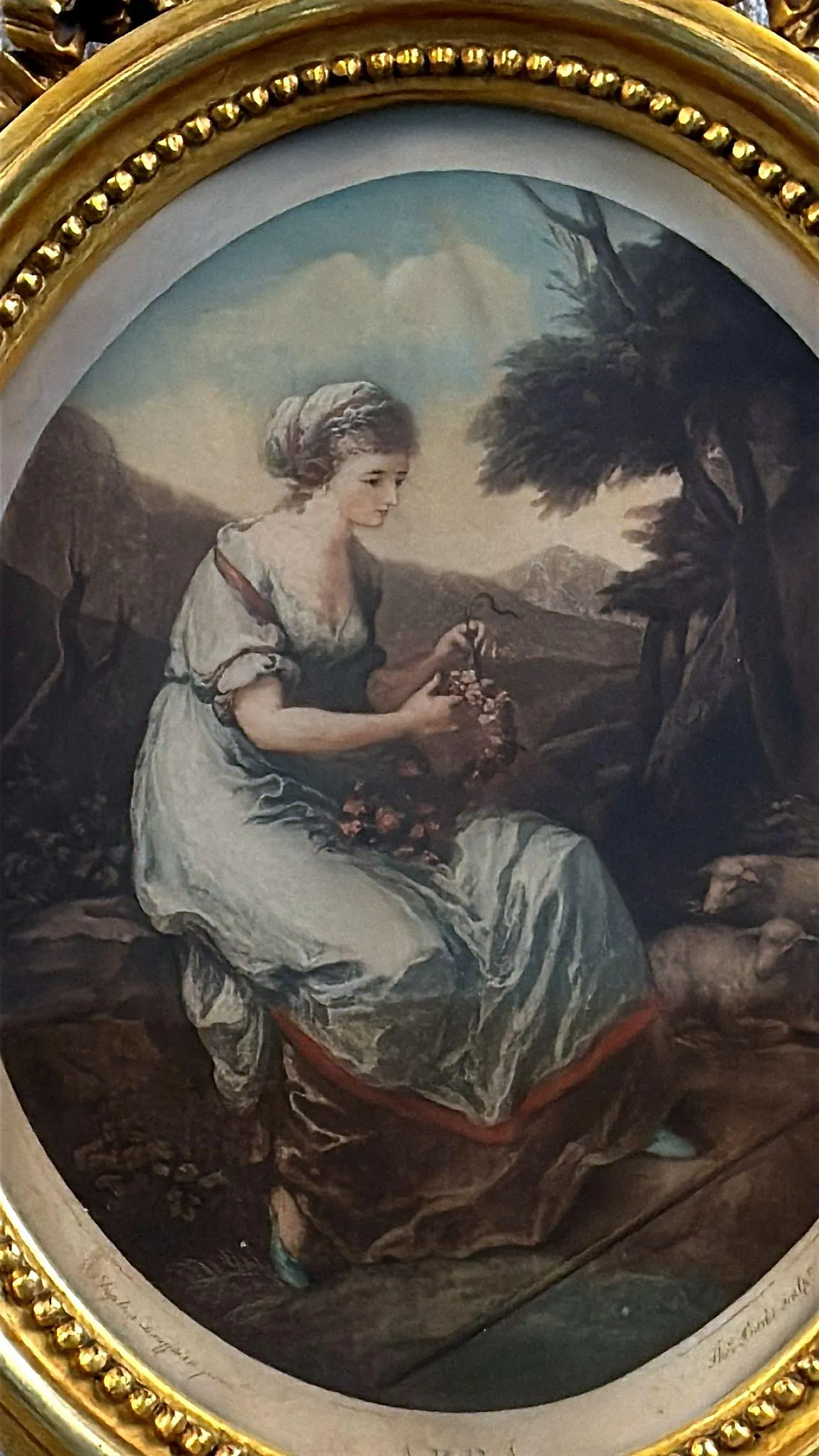 Pair of oval engravings in gilt french frames, 18th century 7