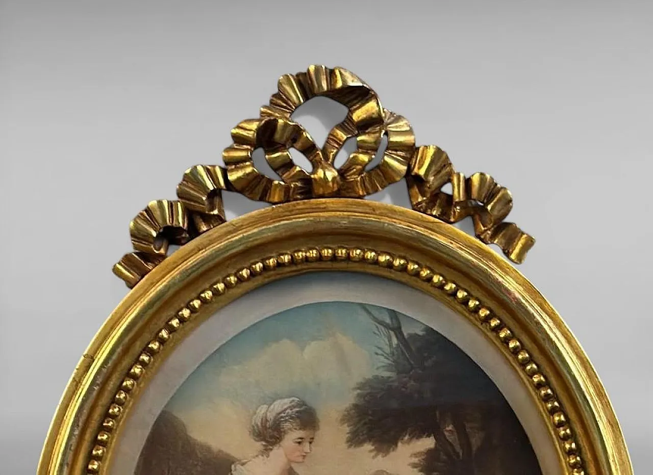 Pair of oval engravings in gilt french frames, 18th century 9