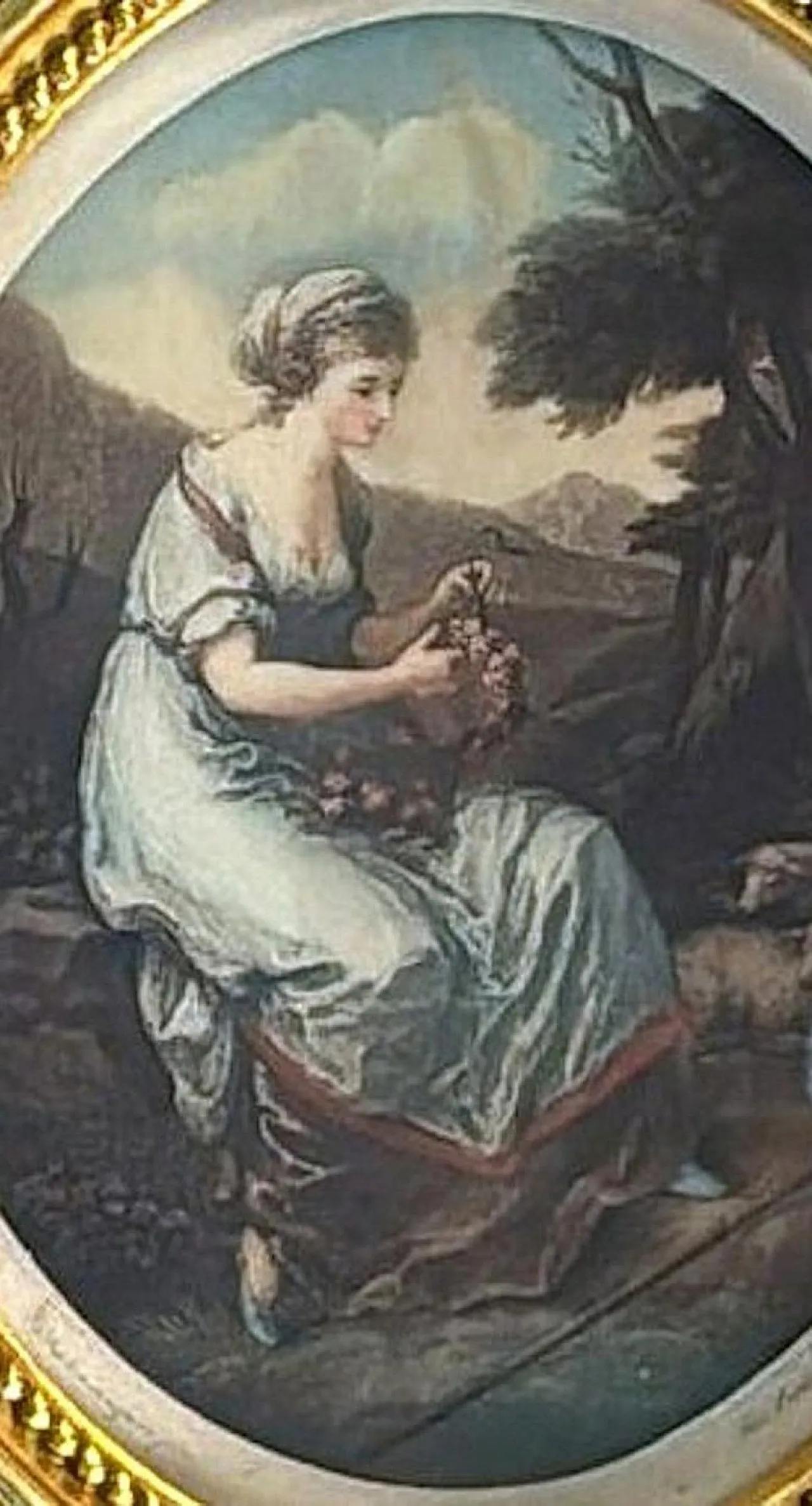Pair of oval engravings in gilt french frames, 18th century 11