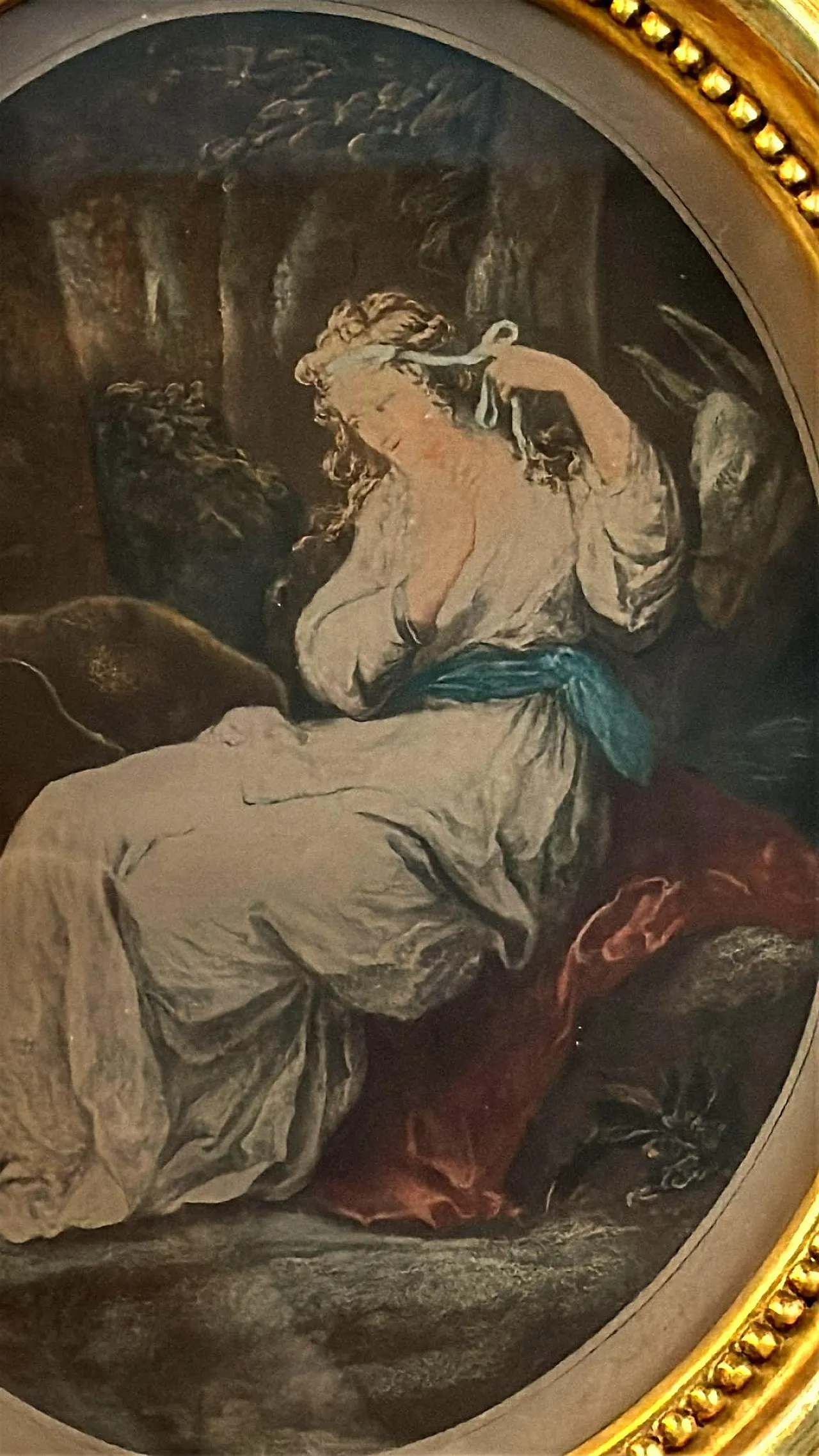 Pair of oval engravings in gilt french frames, 18th century 13