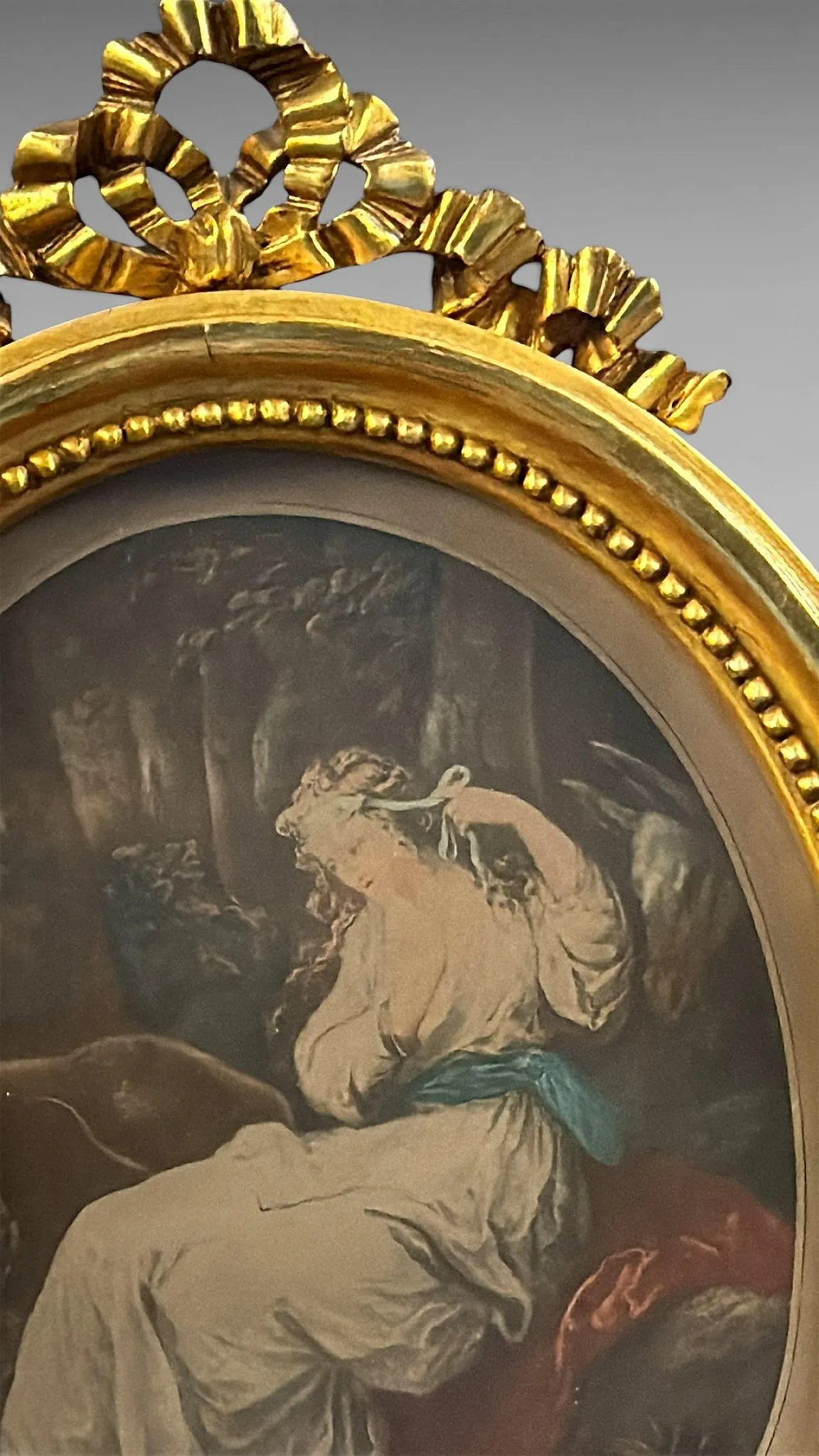 Pair of oval engravings in gilt french frames, 18th century 14