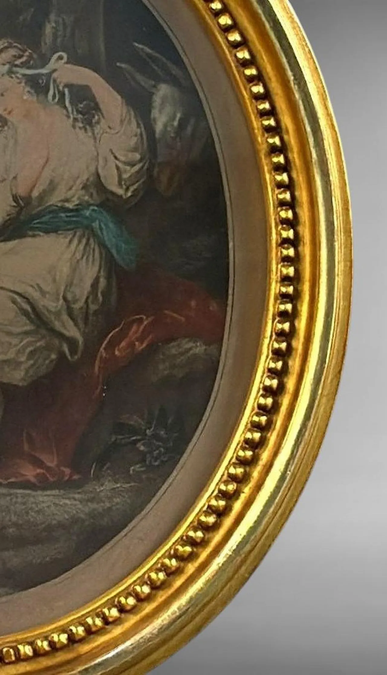 Pair of oval engravings in gilt french frames, 18th century 15