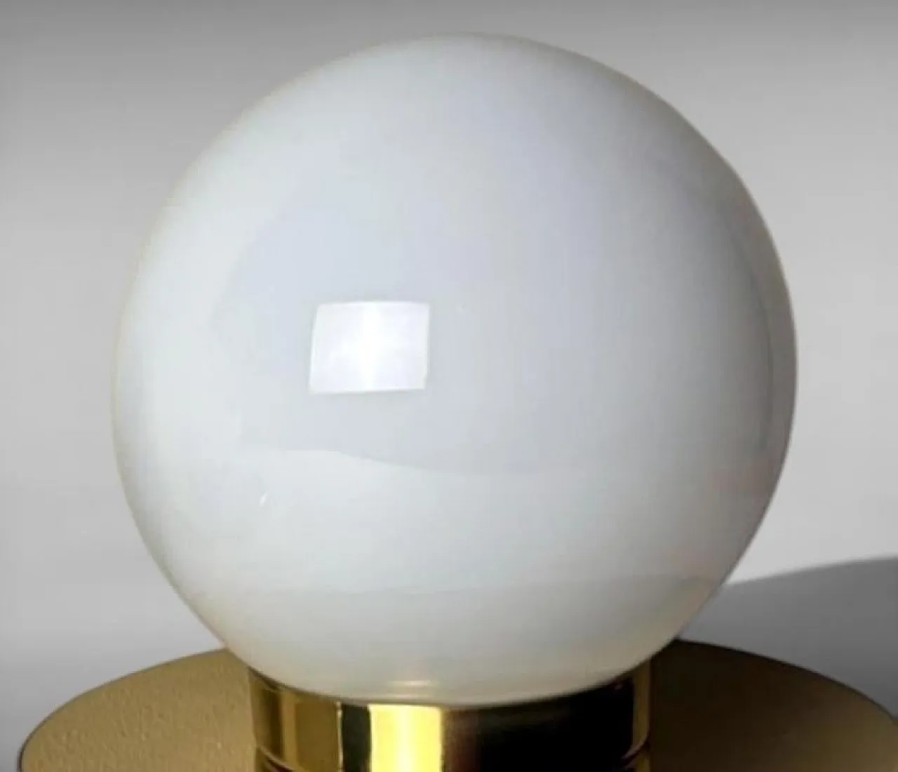 Pair of lamps with brass bases and opal glass shades, 1980s 18