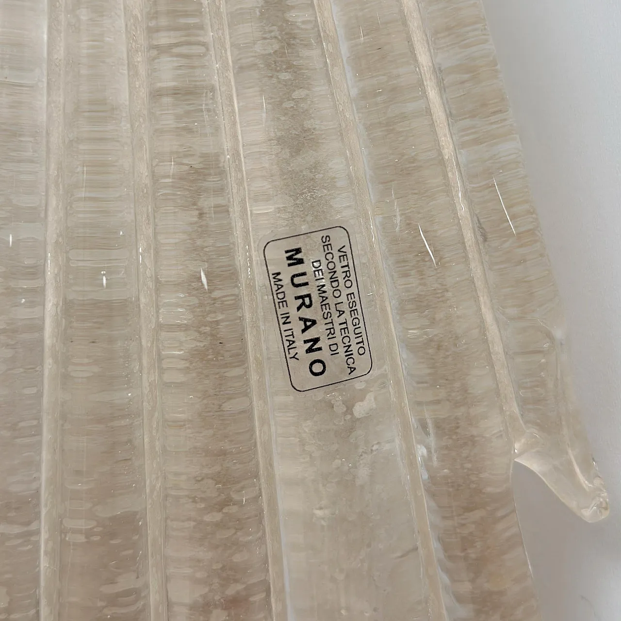 Coppia di applique in vetro di Murano e foglia di ottone, anni 2000 10