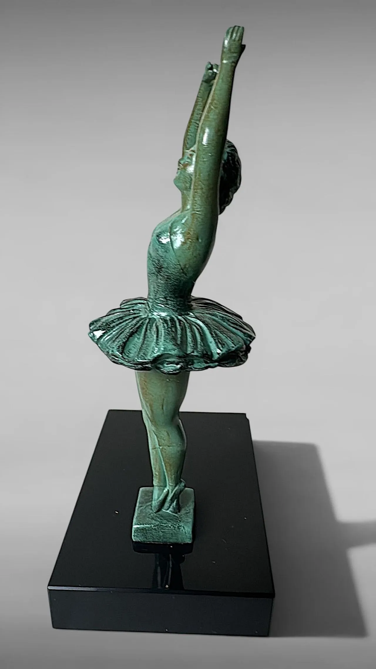 Coppia di reggilibri a ballerina in spelta e marmo di Marquina,anni 30 14