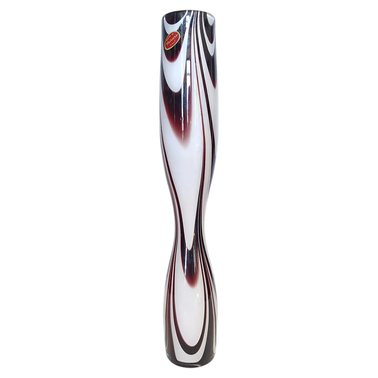 Vaso Wave in vetro di Murano viola e bianco di Carlo Moretti, anni '70 1