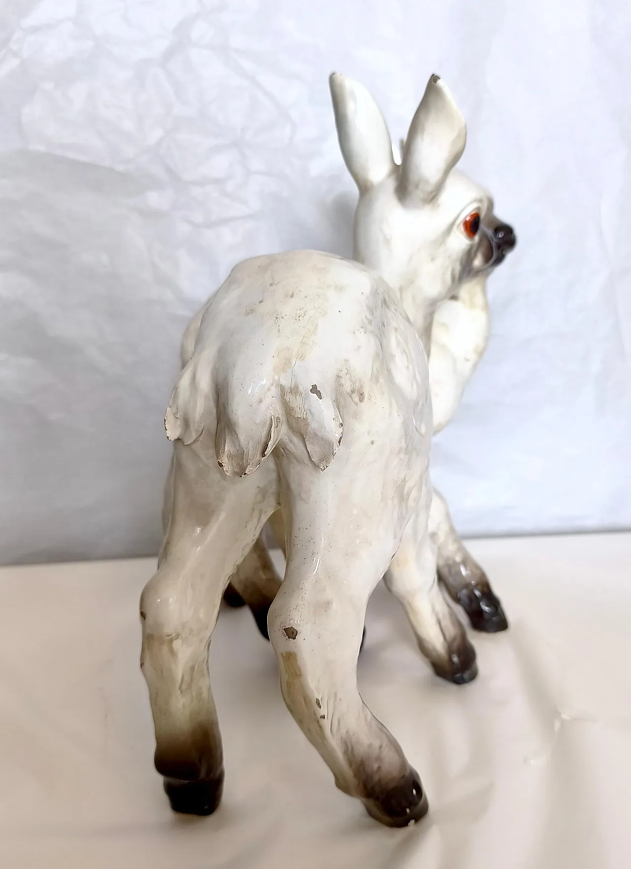 Pair of Mollica ceramic statues of two lambs, 1950s 8