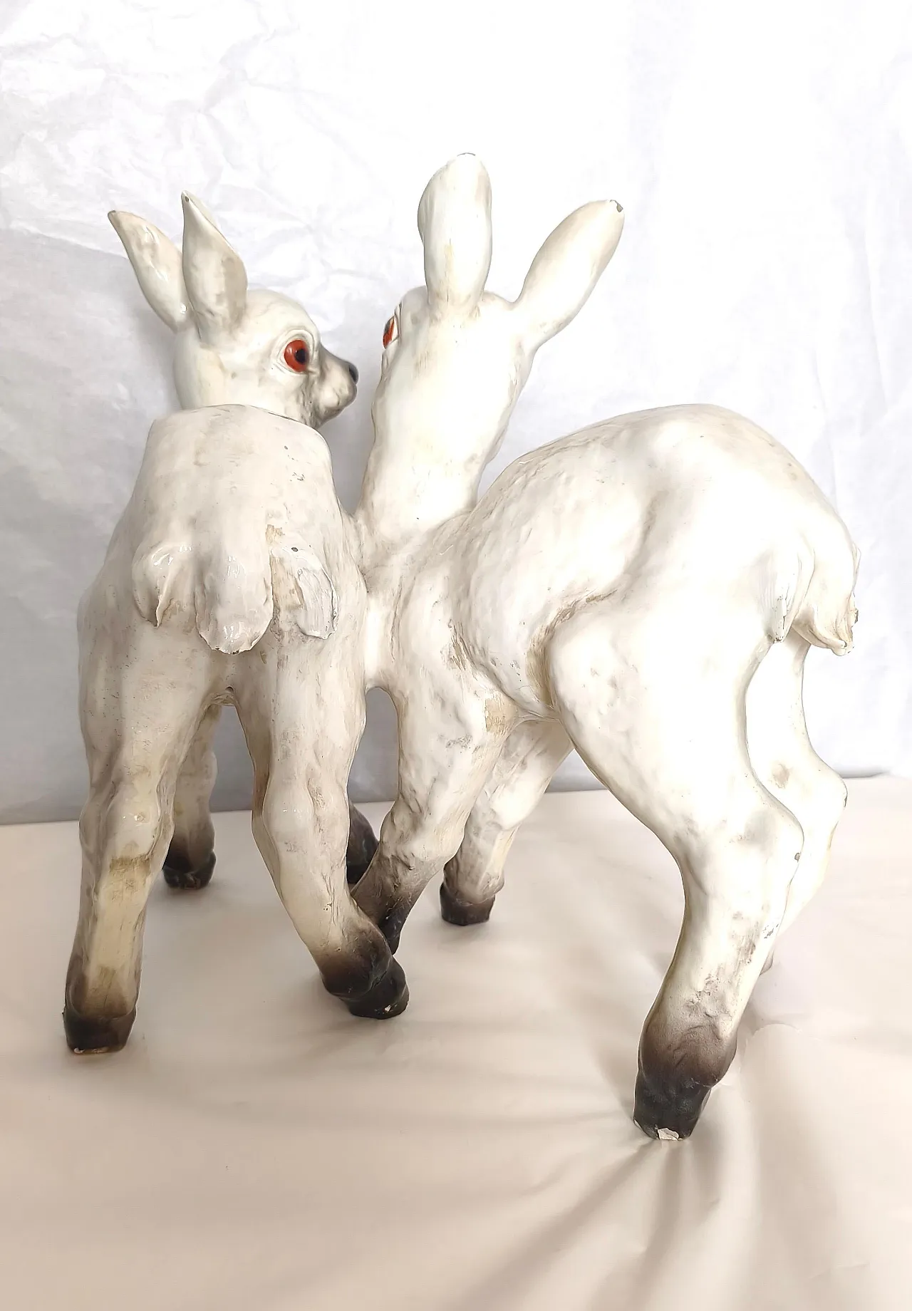 Pair of Mollica ceramic statues of two lambs, 1950s 9