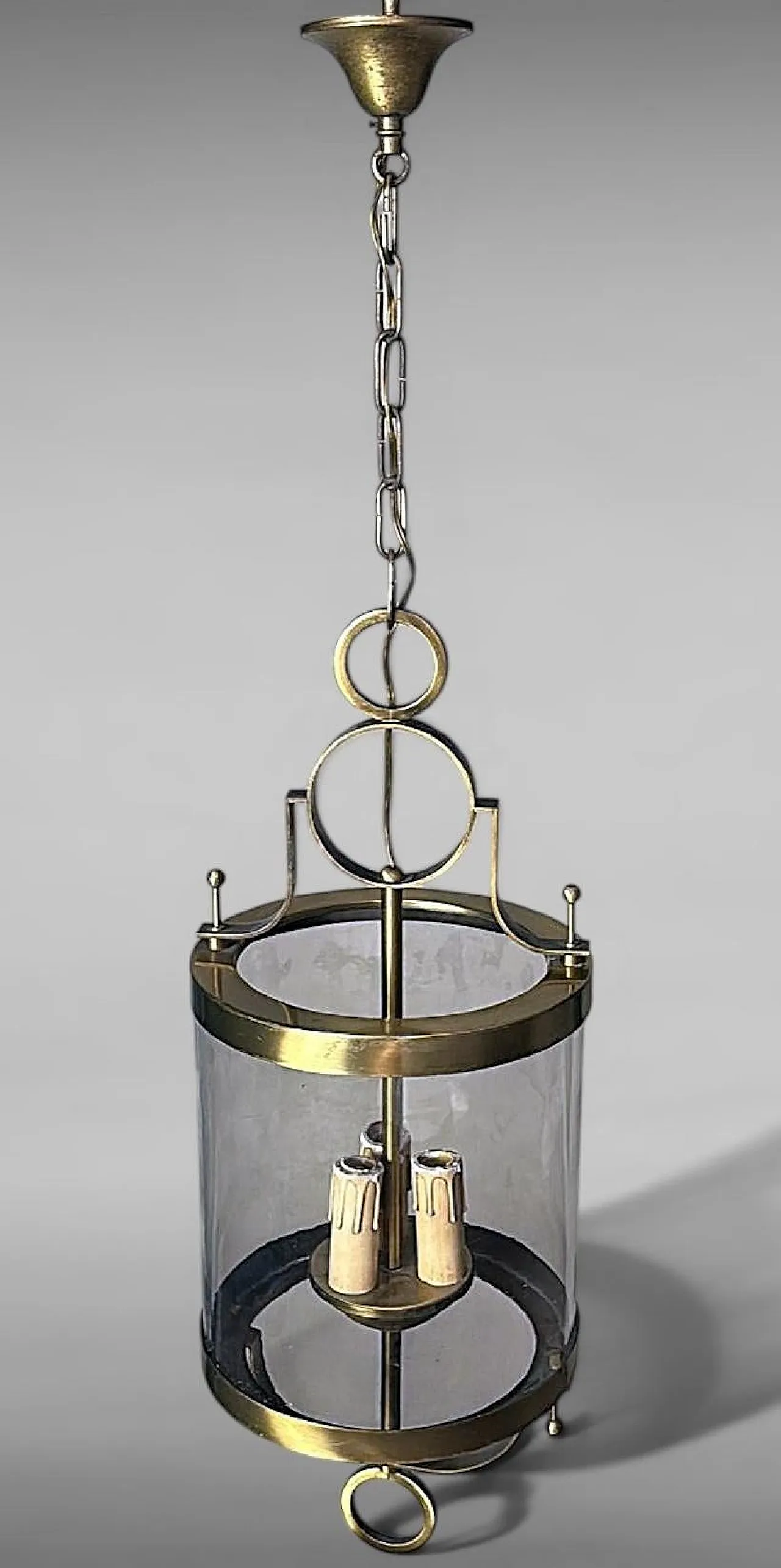 Neoclassical brass and blown glass lantern, 20th century 3