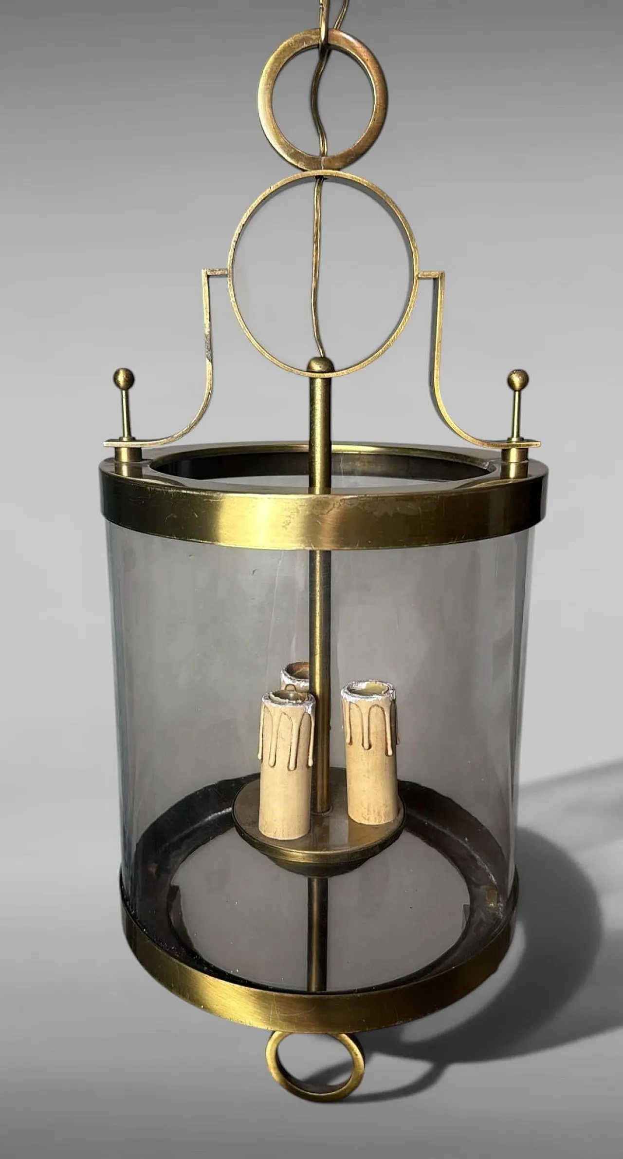Neoclassical brass and blown glass lantern, 20th century 6