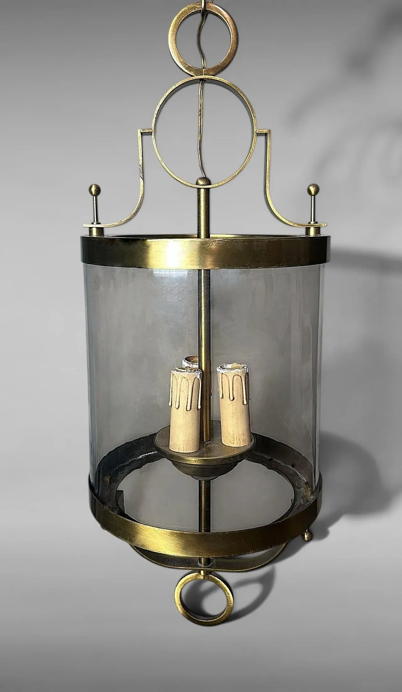Neoclassical brass and blown glass lantern, 20th century 7