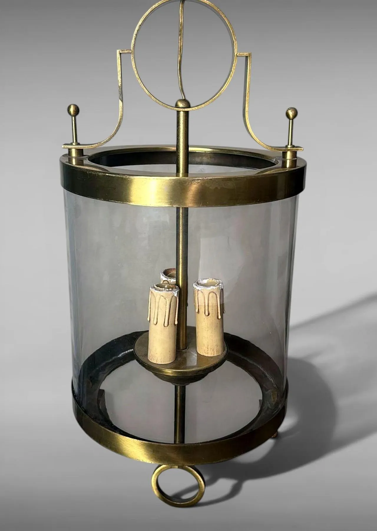 Neoclassical brass and blown glass lantern, 20th century 8