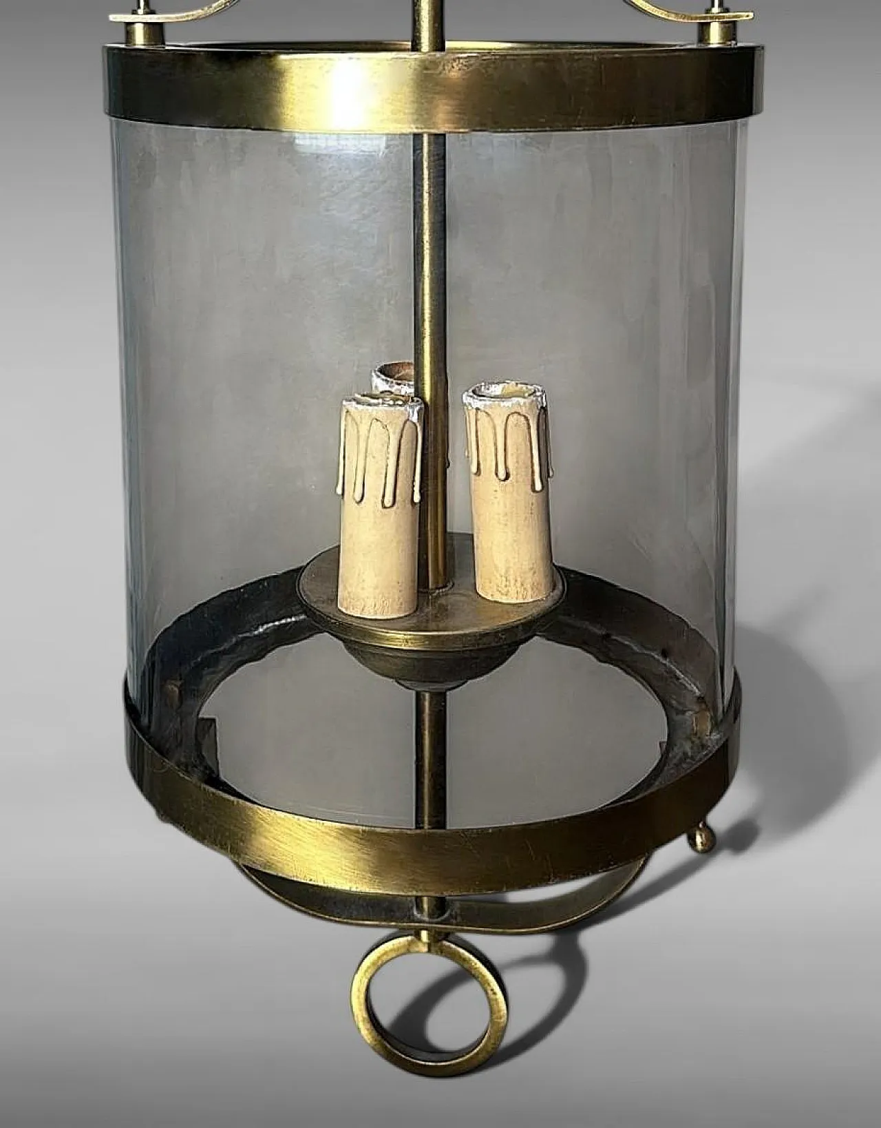 Neoclassical brass and blown glass lantern, 20th century 9
