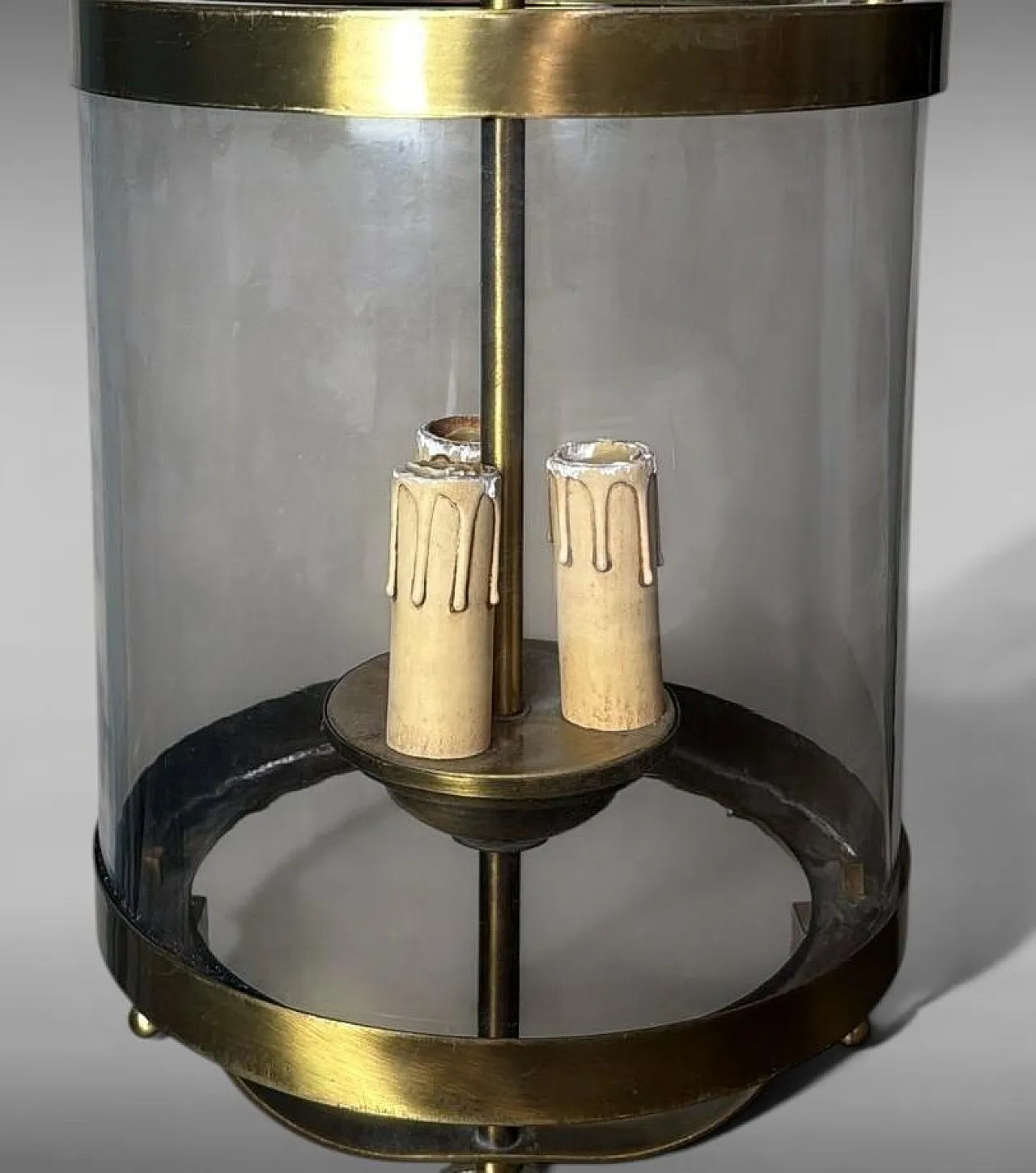 Neoclassical brass and blown glass lantern, 20th century 10