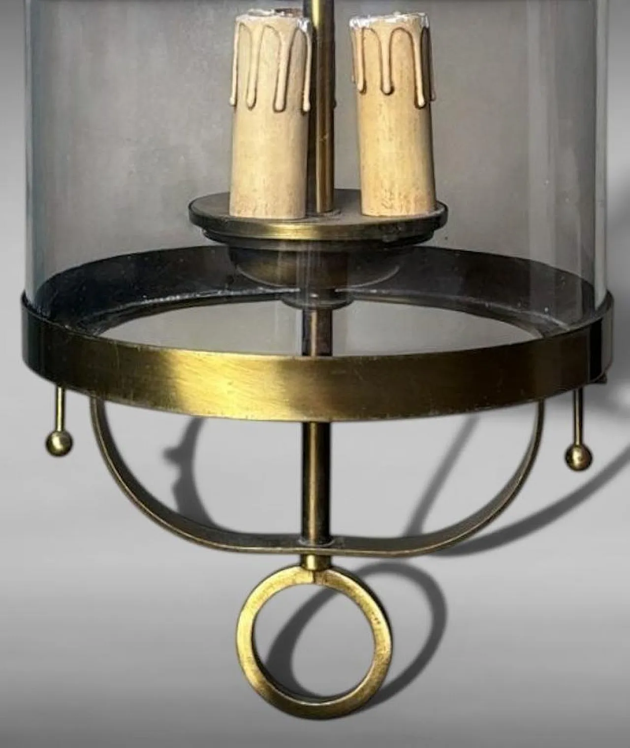 Neoclassical brass and blown glass lantern, 20th century 11