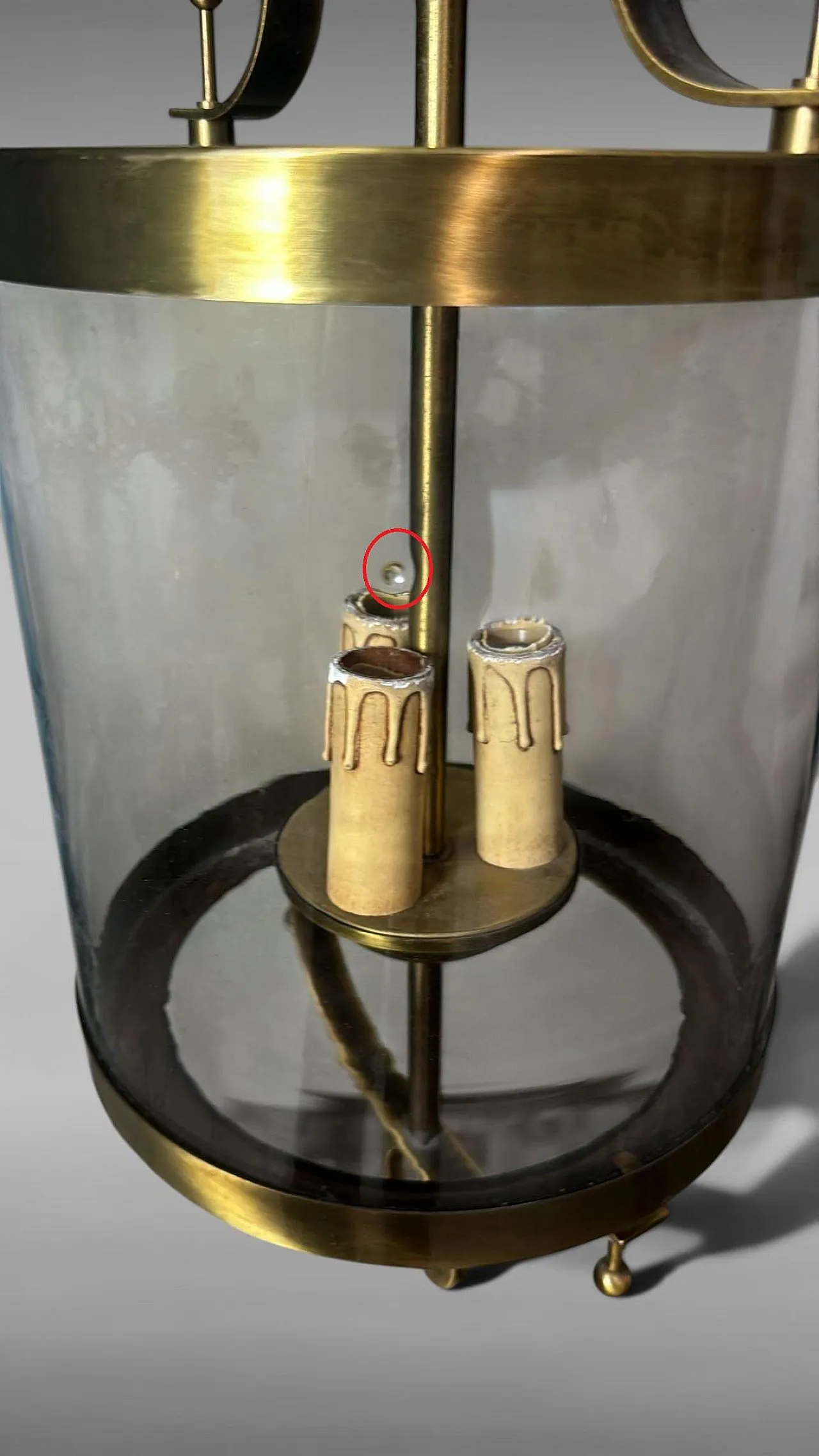Neoclassical brass and blown glass lantern, 20th century 12