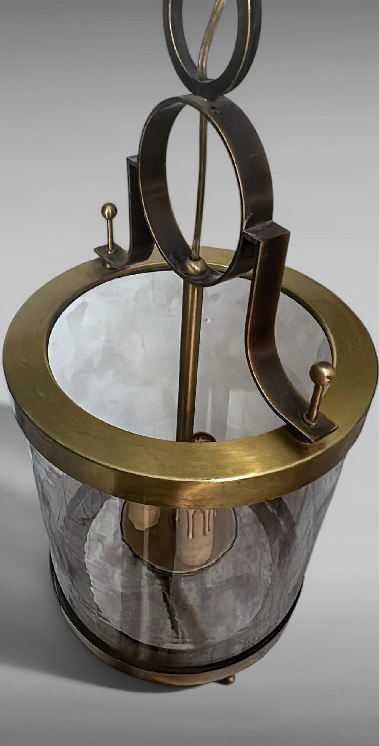 Neoclassical brass and blown glass lantern, 20th century 13