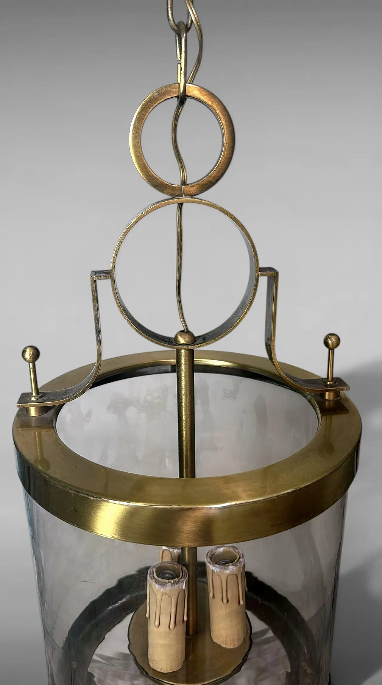 Neoclassical brass and blown glass lantern, 20th century 14