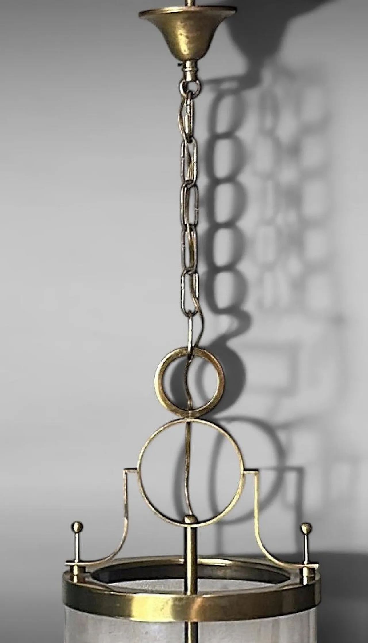 Neoclassical brass and blown glass lantern, 20th century 15