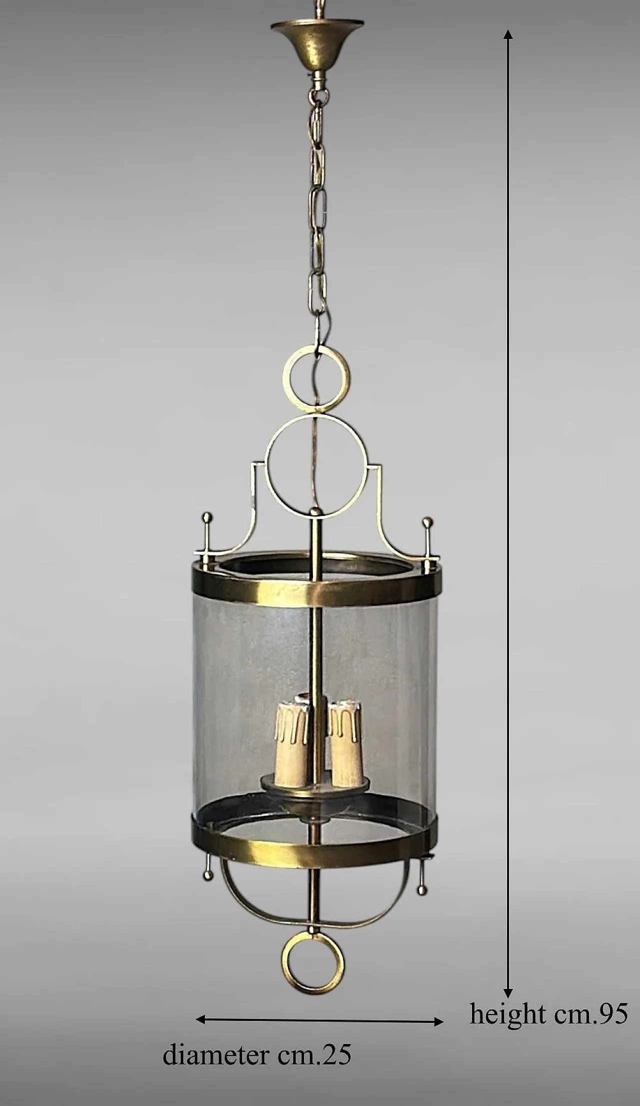 Neoclassical brass and blown glass lantern, 20th century 20