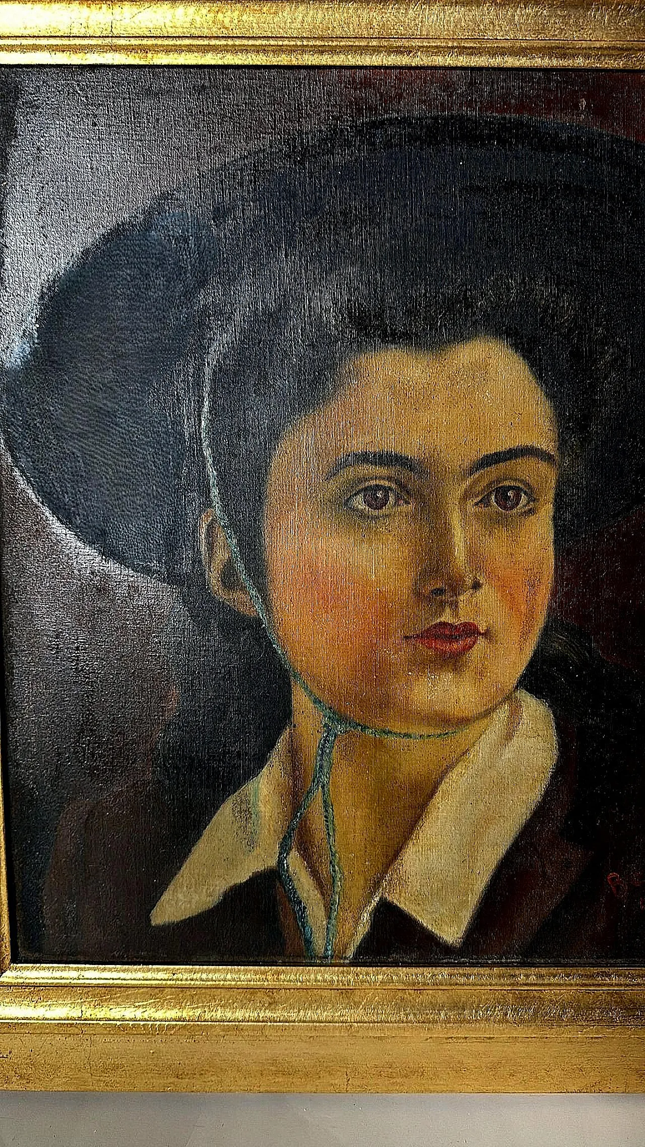 Portrait of a Young Woman, oil on canva with giltwood frame, 1940s 5