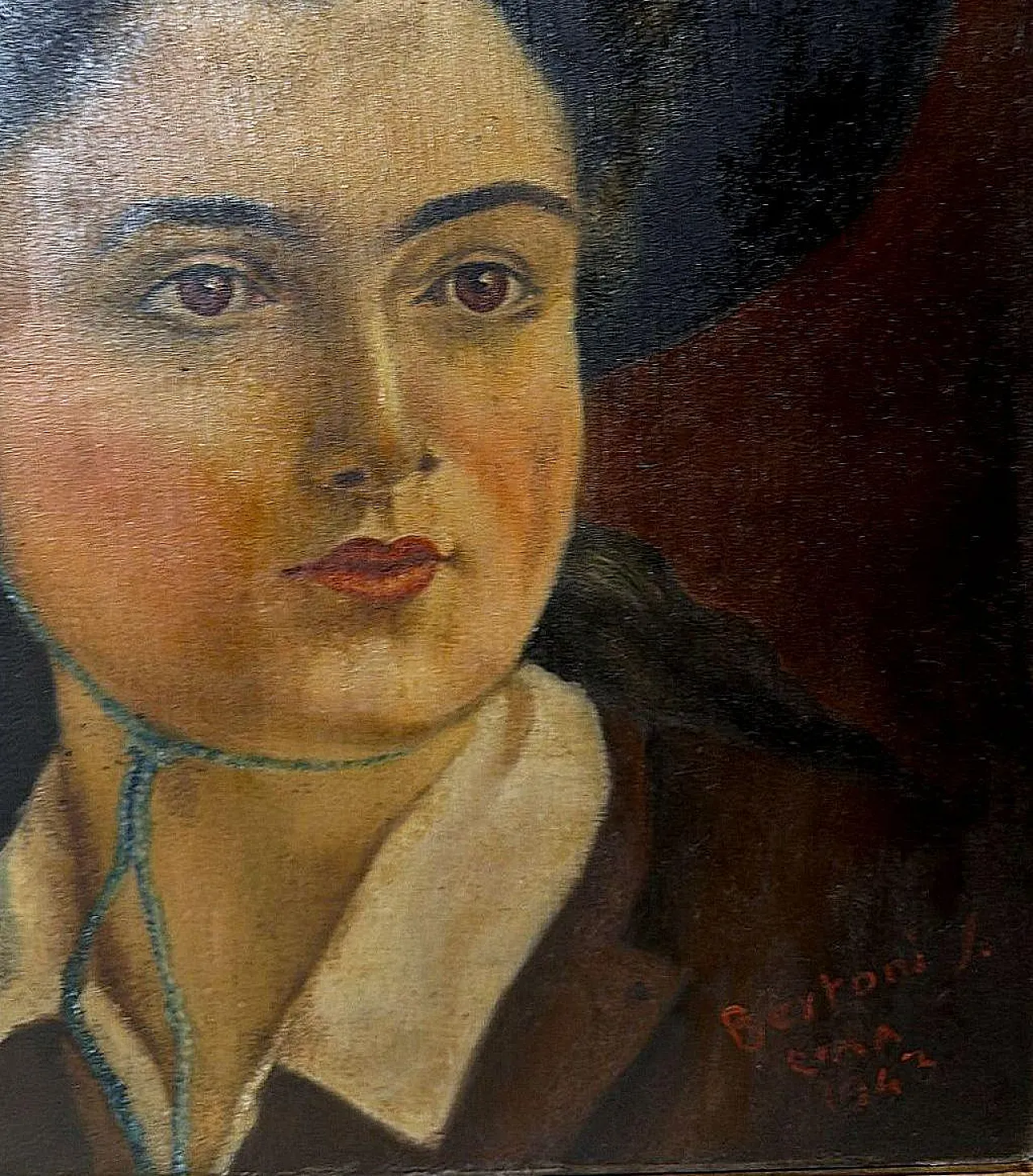Portrait of a Young Woman, oil on canva with giltwood frame, 1940s 10