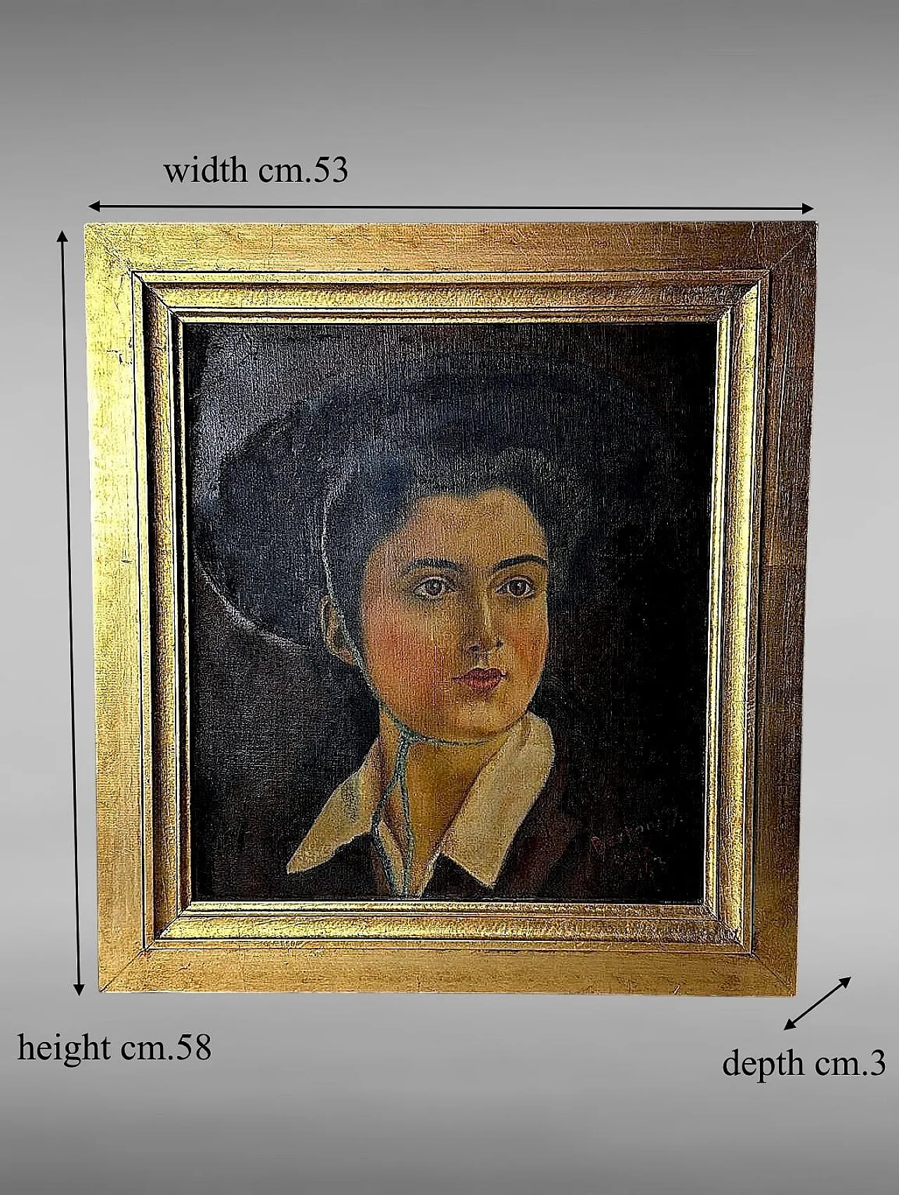 Portrait of a Young Woman, oil on canva with giltwood frame, 1940s 19