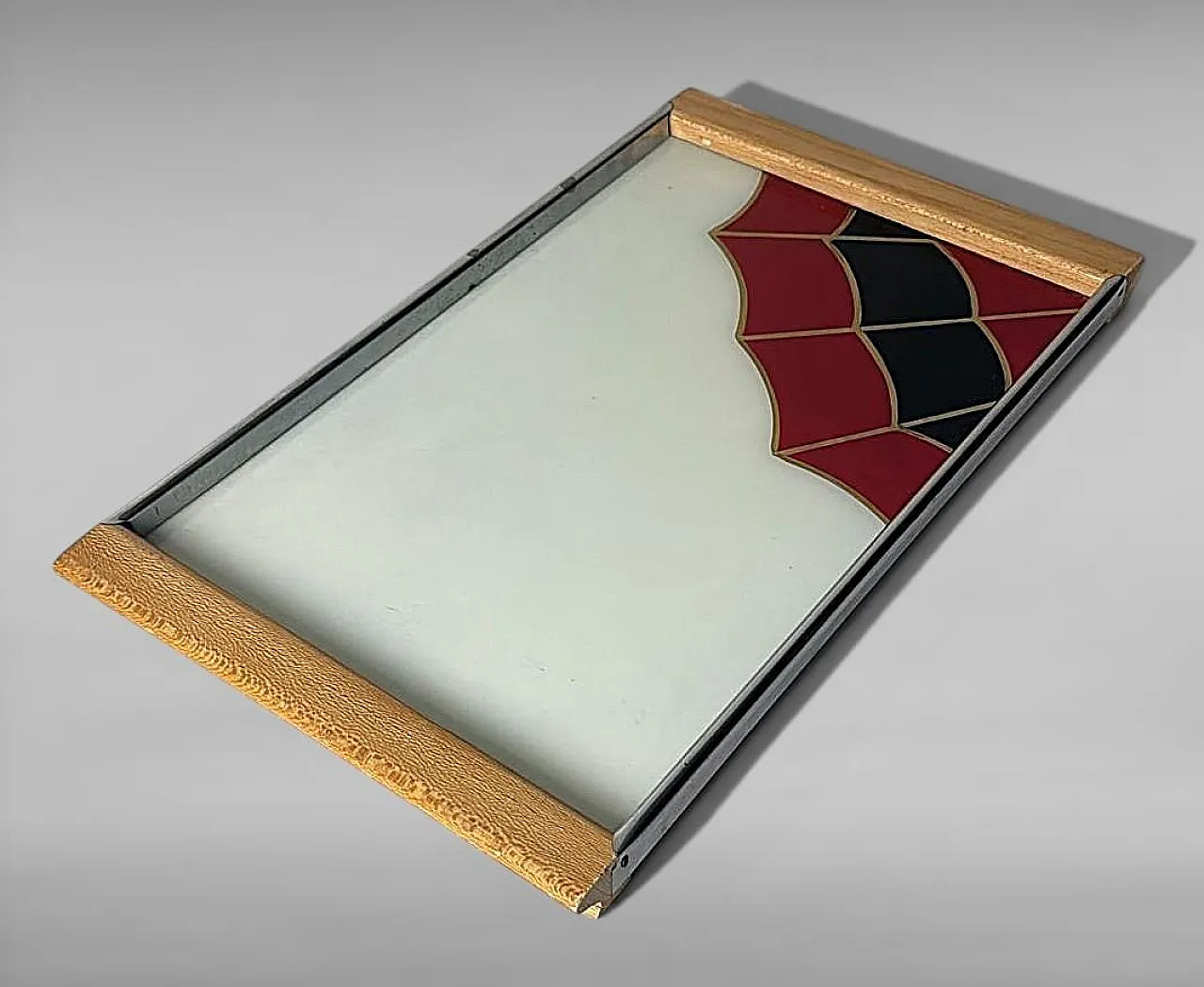 Art Deco opaline glass tray with reverse-painted decoration, 1950s 5