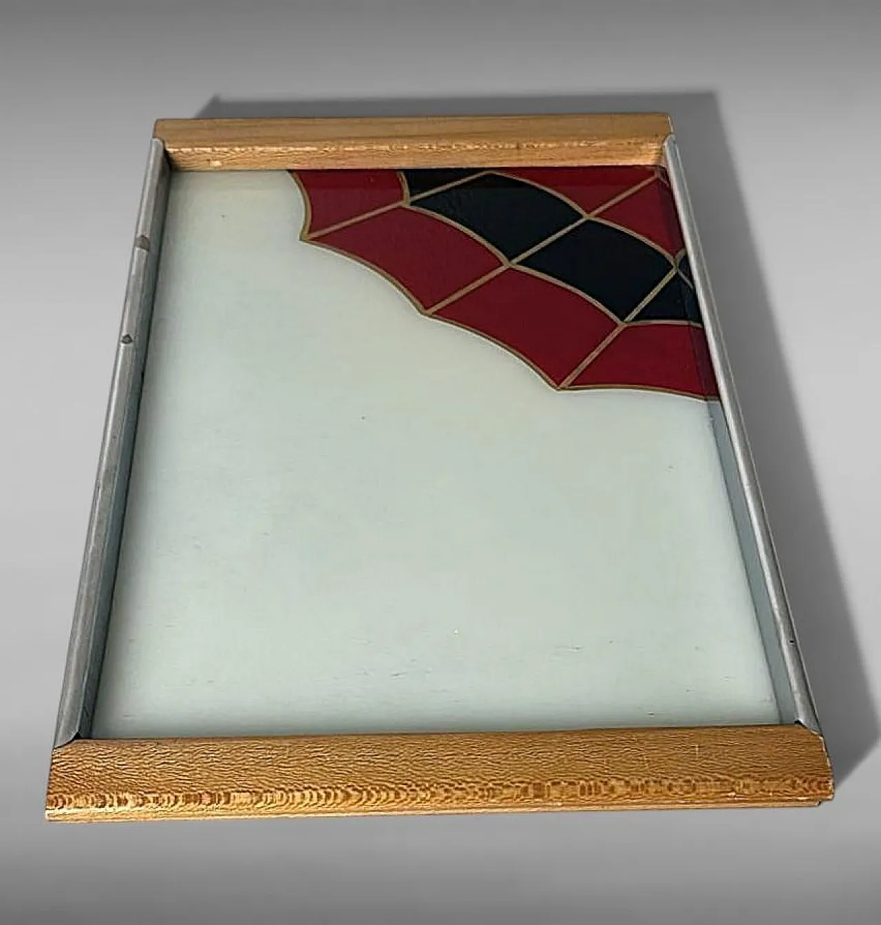 Art Deco opaline glass tray with reverse-painted decoration, 1950s 6