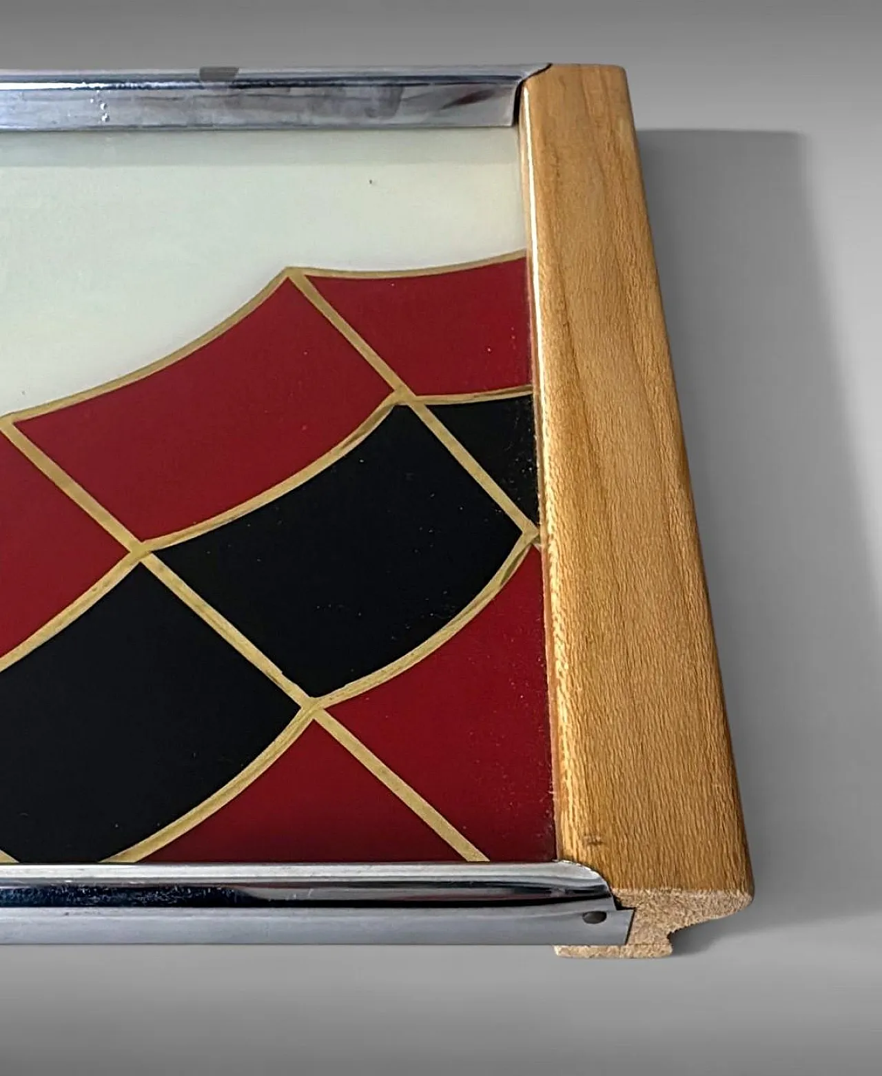 Art Deco opaline glass tray with reverse-painted decoration, 1950s 8