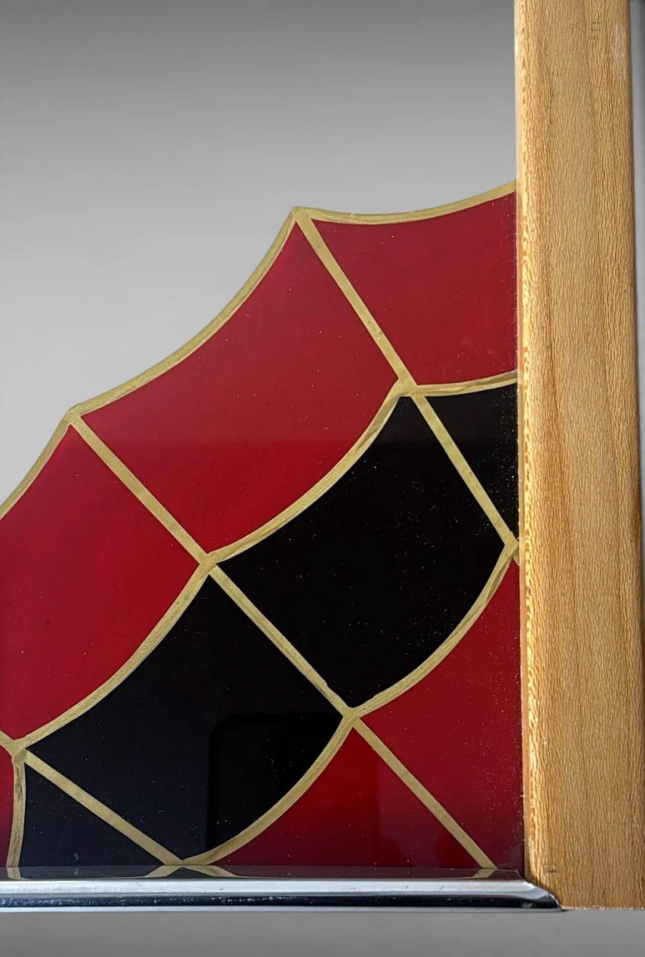 Art Deco opaline glass tray with reverse-painted decoration, 1950s 9