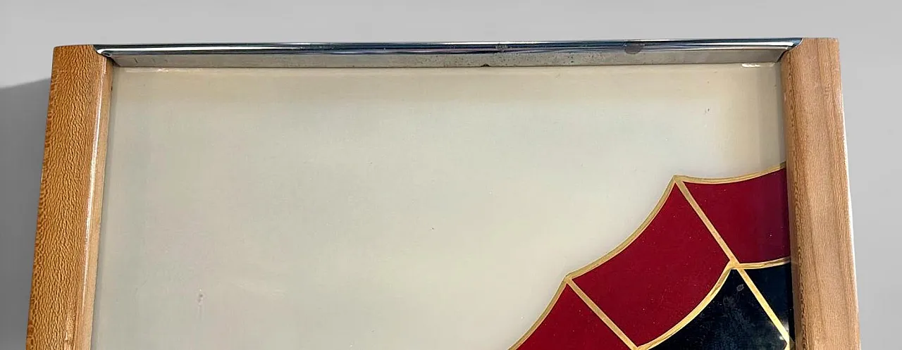 Art Deco opaline glass tray with reverse-painted decoration, 1950s 11