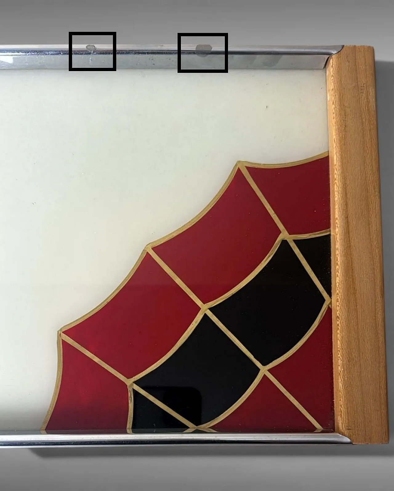 Art Deco opaline glass tray with reverse-painted decoration, 1950s 16