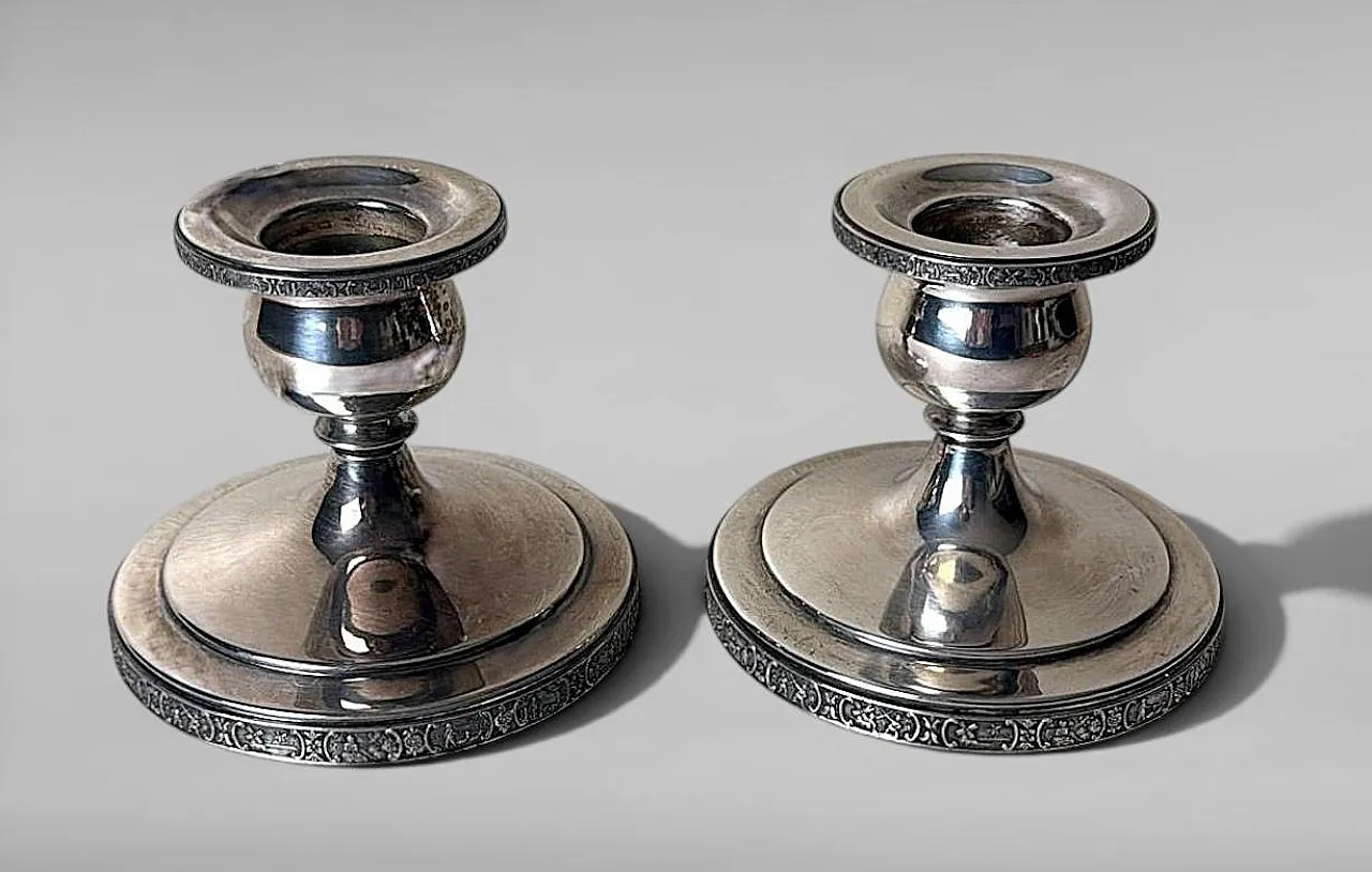 Coppia di candelabri in argento Dutchardt di Bernard Rice, anni '50 2