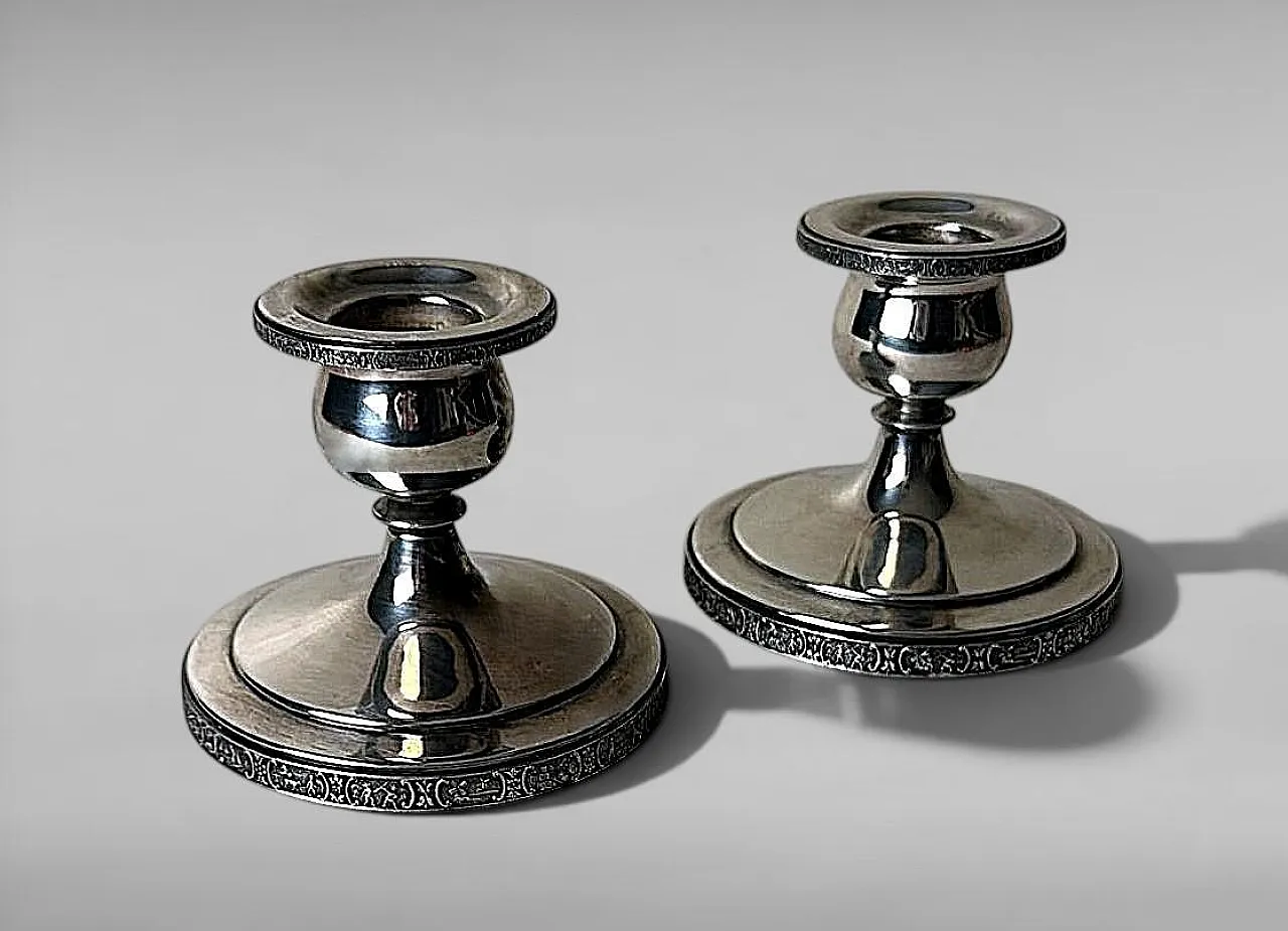 Coppia di candelabri in argento Dutchardt di Bernard Rice, anni '50 3