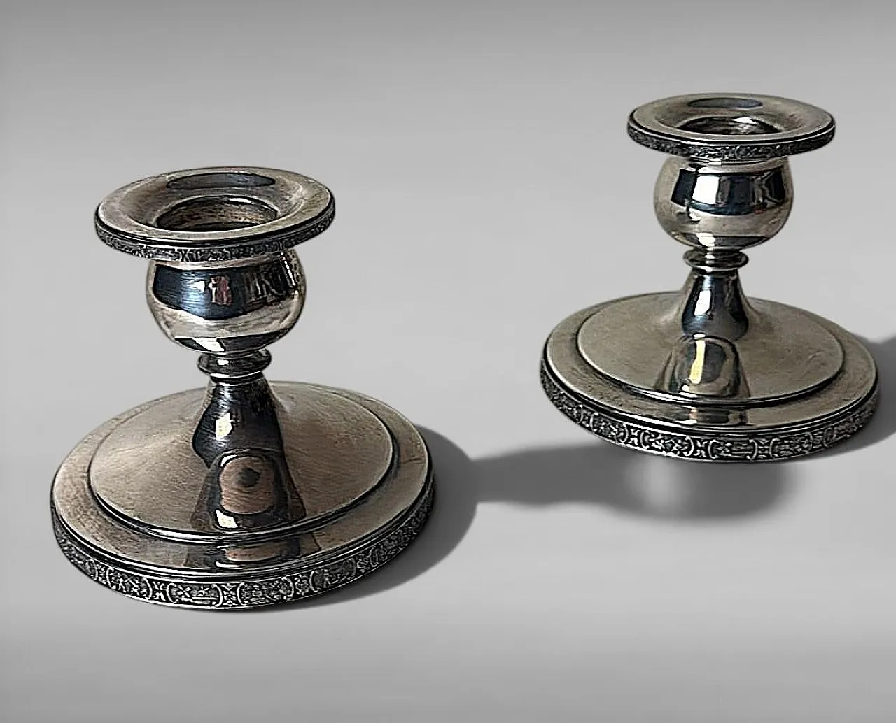 Coppia di candelabri in argento Dutchardt di Bernard Rice, anni '50 4