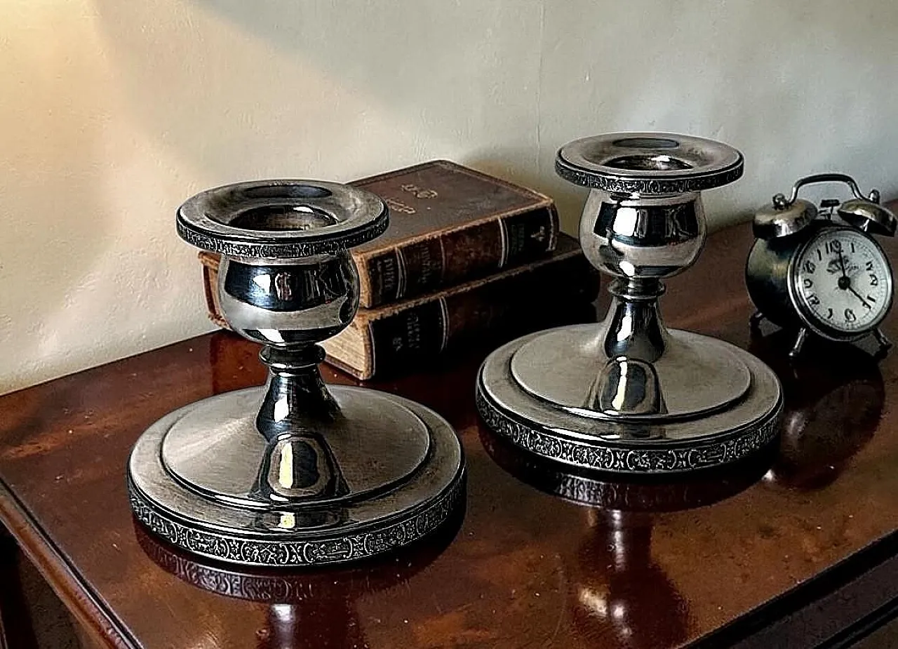 Coppia di candelabri in argento Dutchardt di Bernard Rice, anni '50 19