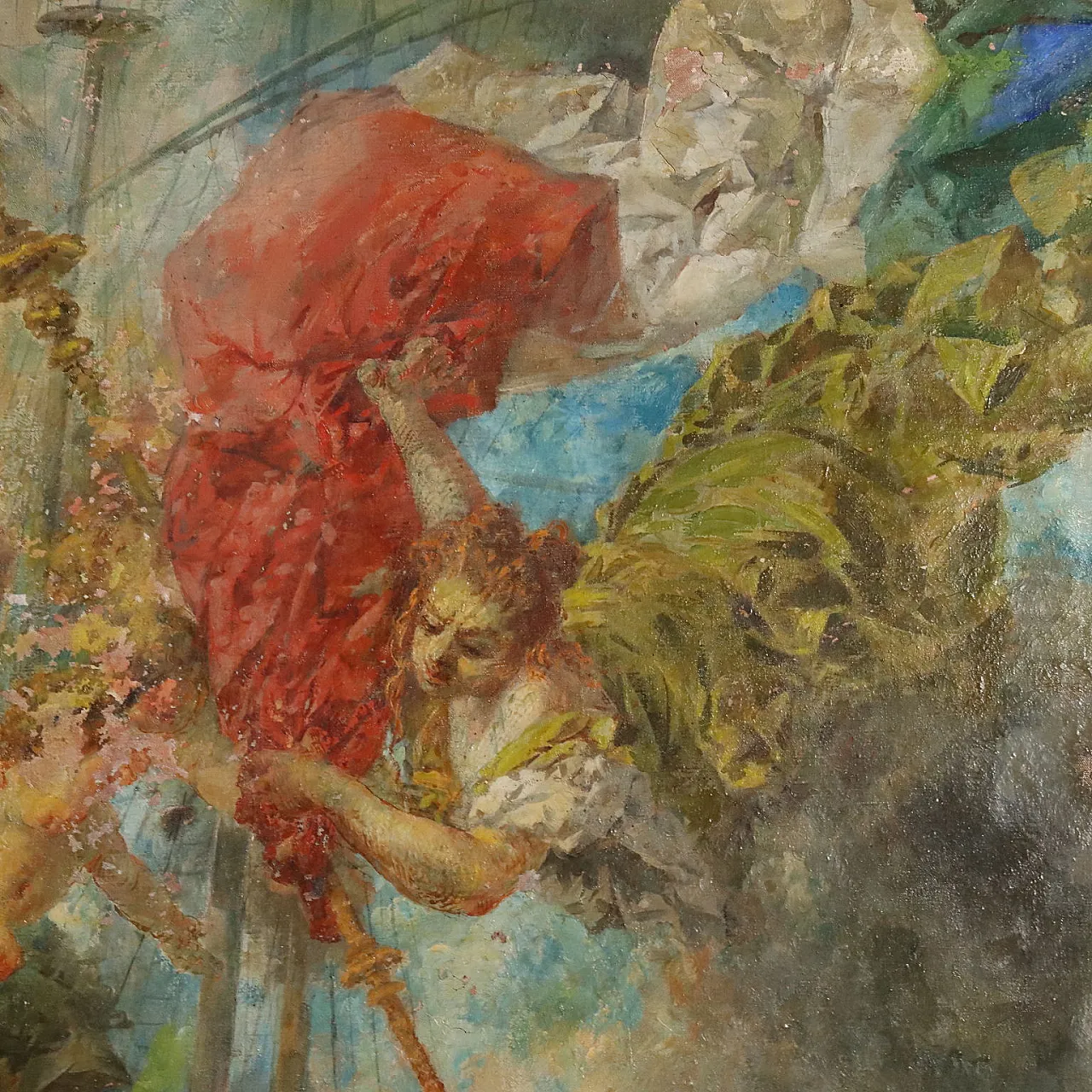 Painting of a naval battle with an allegorical figure, 19th century 4