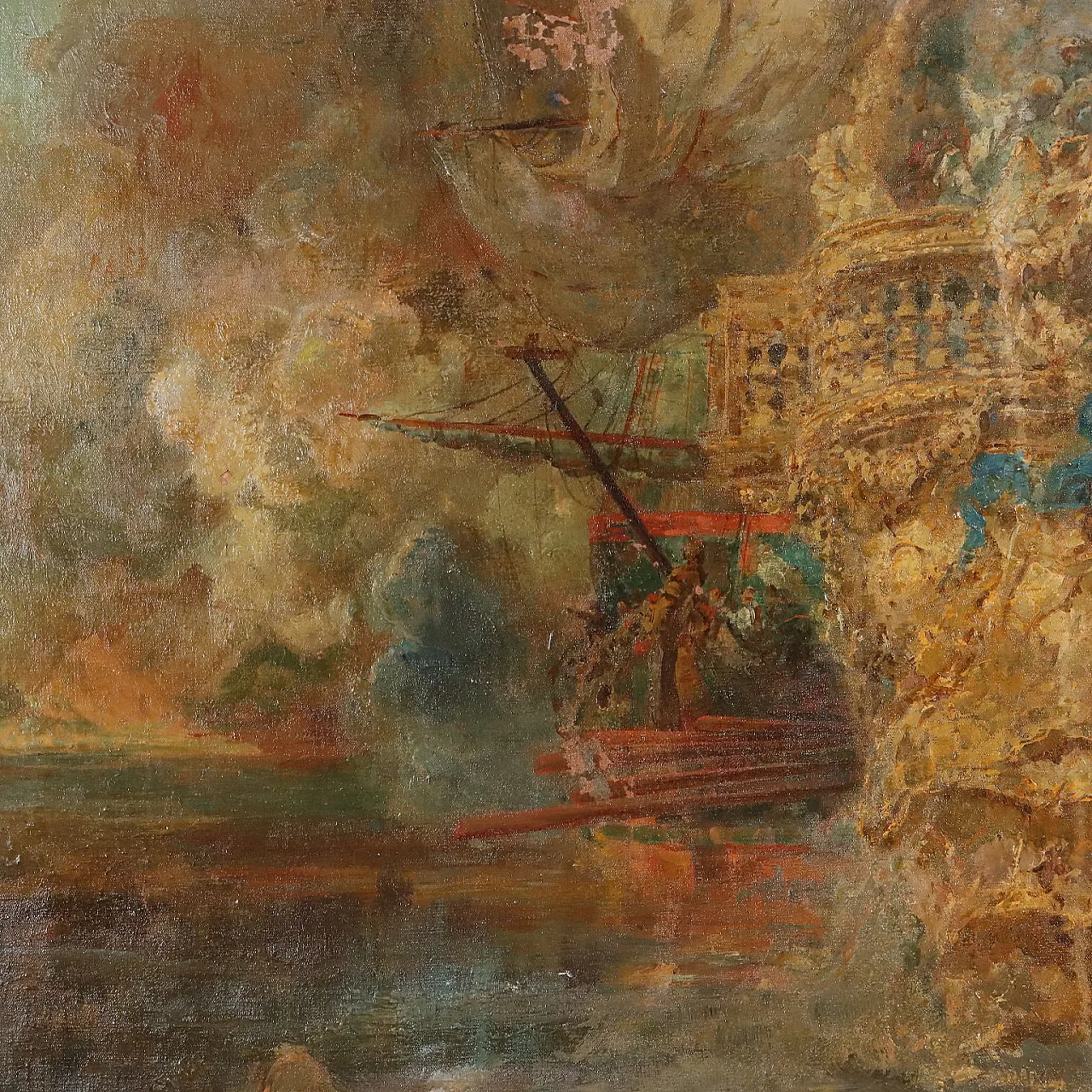 Painting of a naval battle with an allegorical figure, 19th century 6